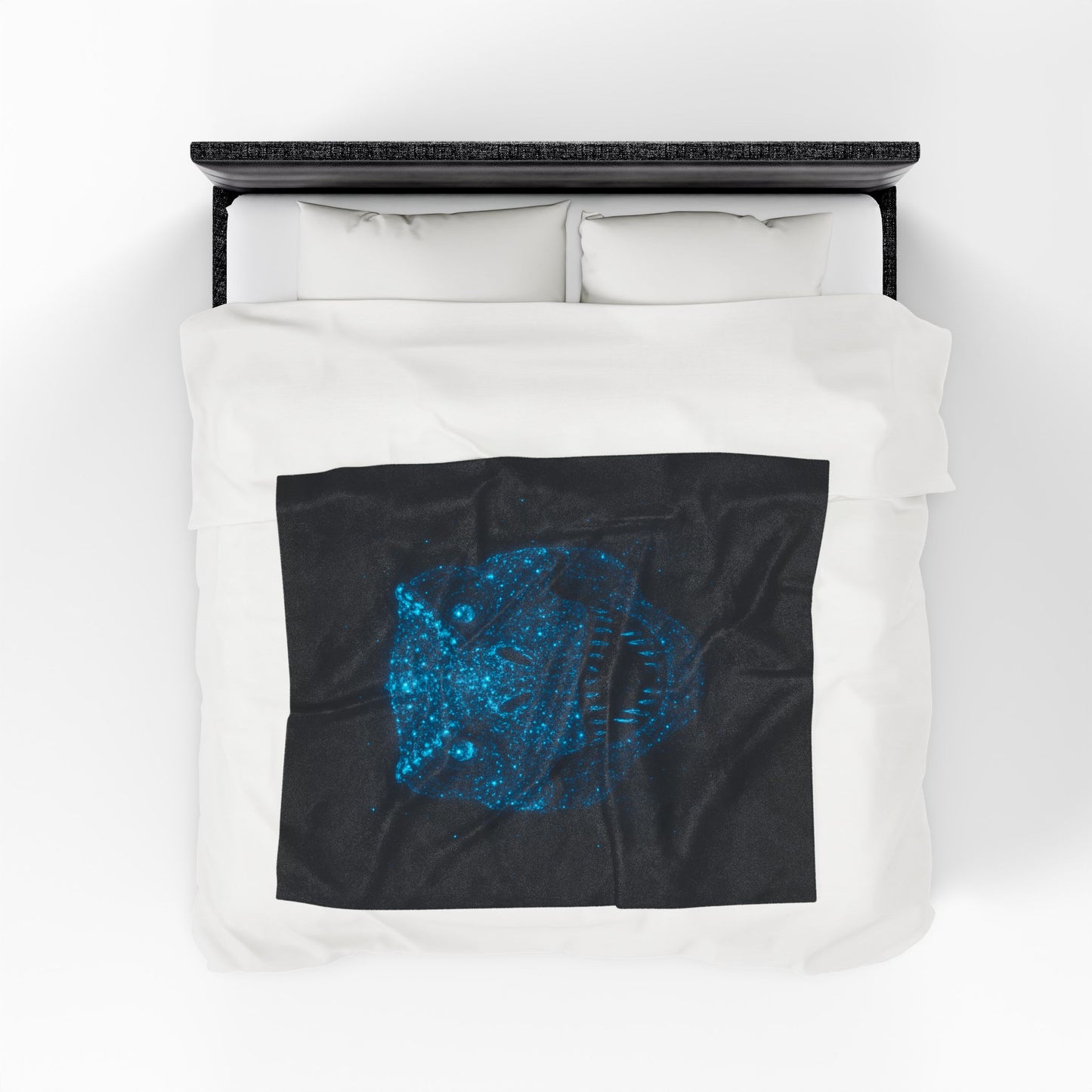 Bioluminescent-Style T-Rex Blanket - Neon Blue Dinosaur Throw for Kids, Teens and Gamers - Soft Cozy Dino Bedding, Unique Jurassic Gift
