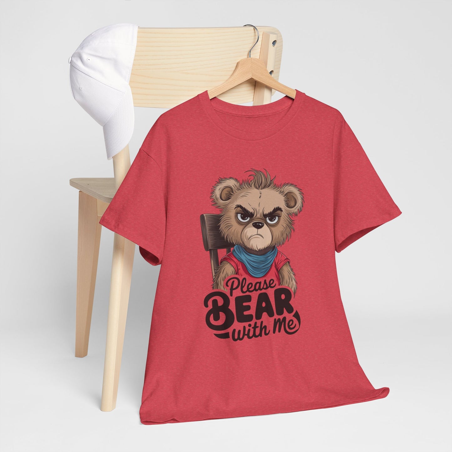 Grumpy Bear Graphic Tee – Please Bear With Me Shirt – Funny Animal T‑shirt – Sarcastic Humor Gift – Cute Bear Meme Art Tee