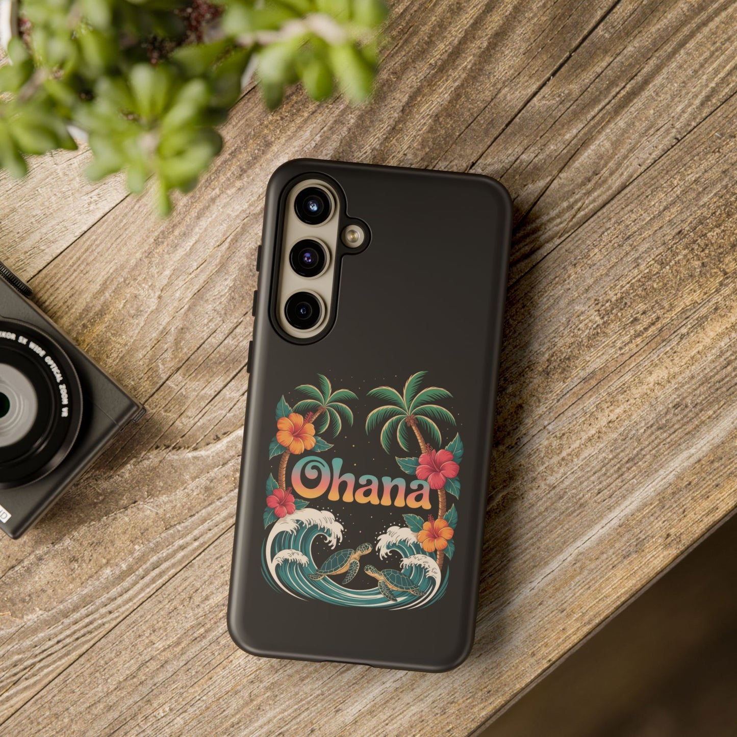 Tropical Ohana Samsung Case - Summer Beach Phone Cover - Hawaiian Palm & Hibiscus Design - Rugged & Glossy Protector for Galaxy