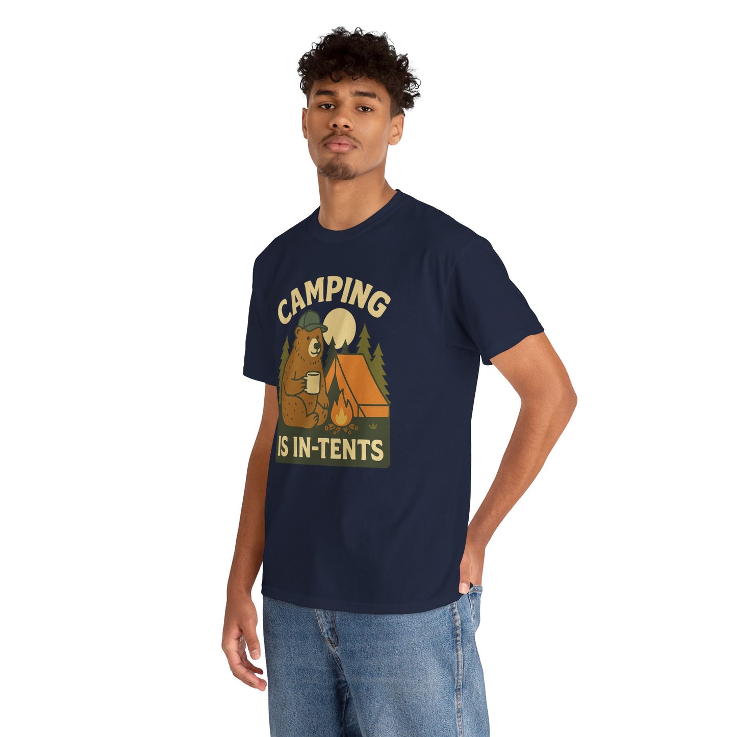 Camping Is In-Tents Funny Bear Camping Tee - Cute Outdoorsy Pun Shirt - Retro Campfire Graphic, Nature Lover Gift, Unisex Adventure Apparel
