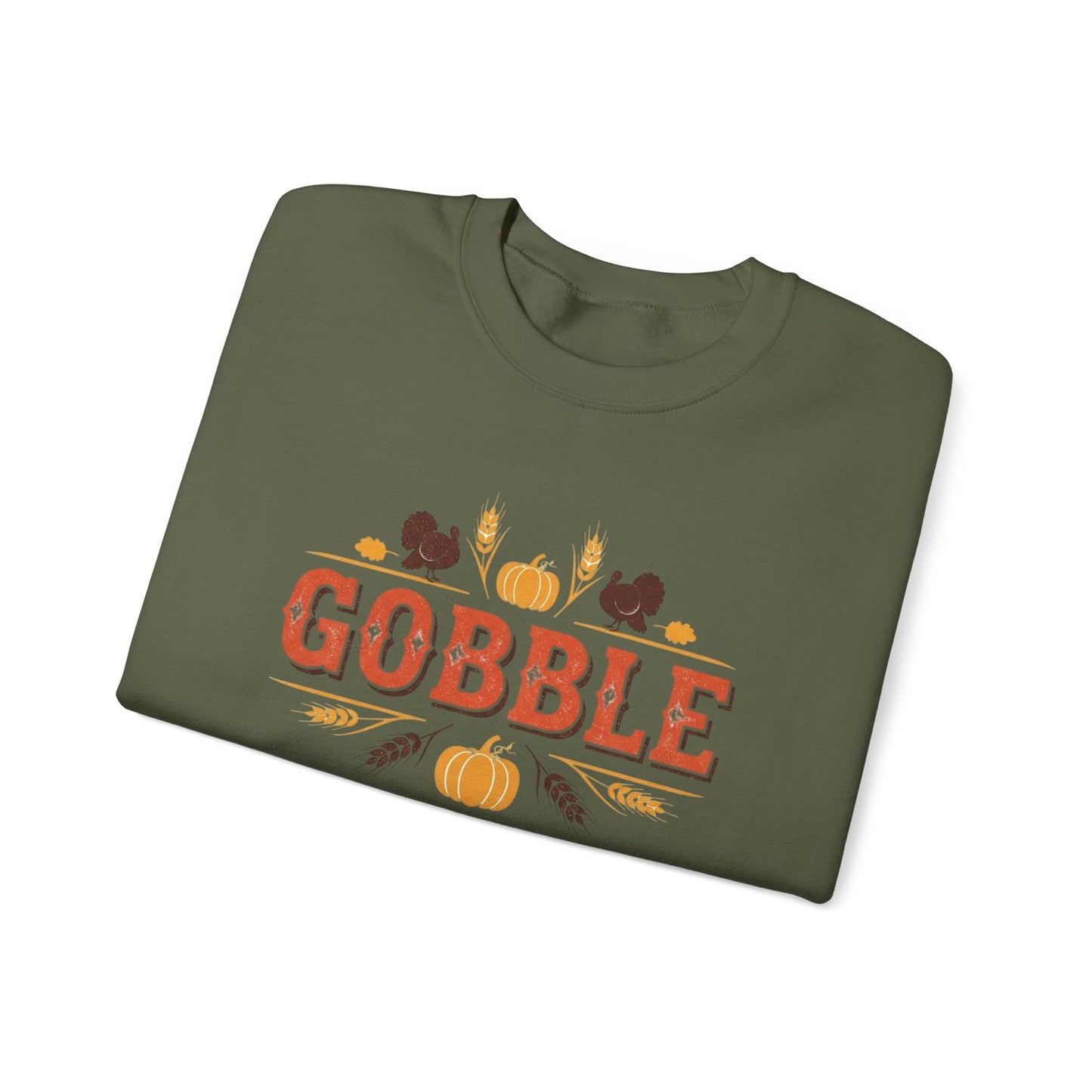 Gobble Thanksgiving Sweatshirt, Fall Pumpkin Turkey Shirt, Cozy Autumn Crewneck, Cute Gobble Pullover, Thanksgiving Dinner Outfit