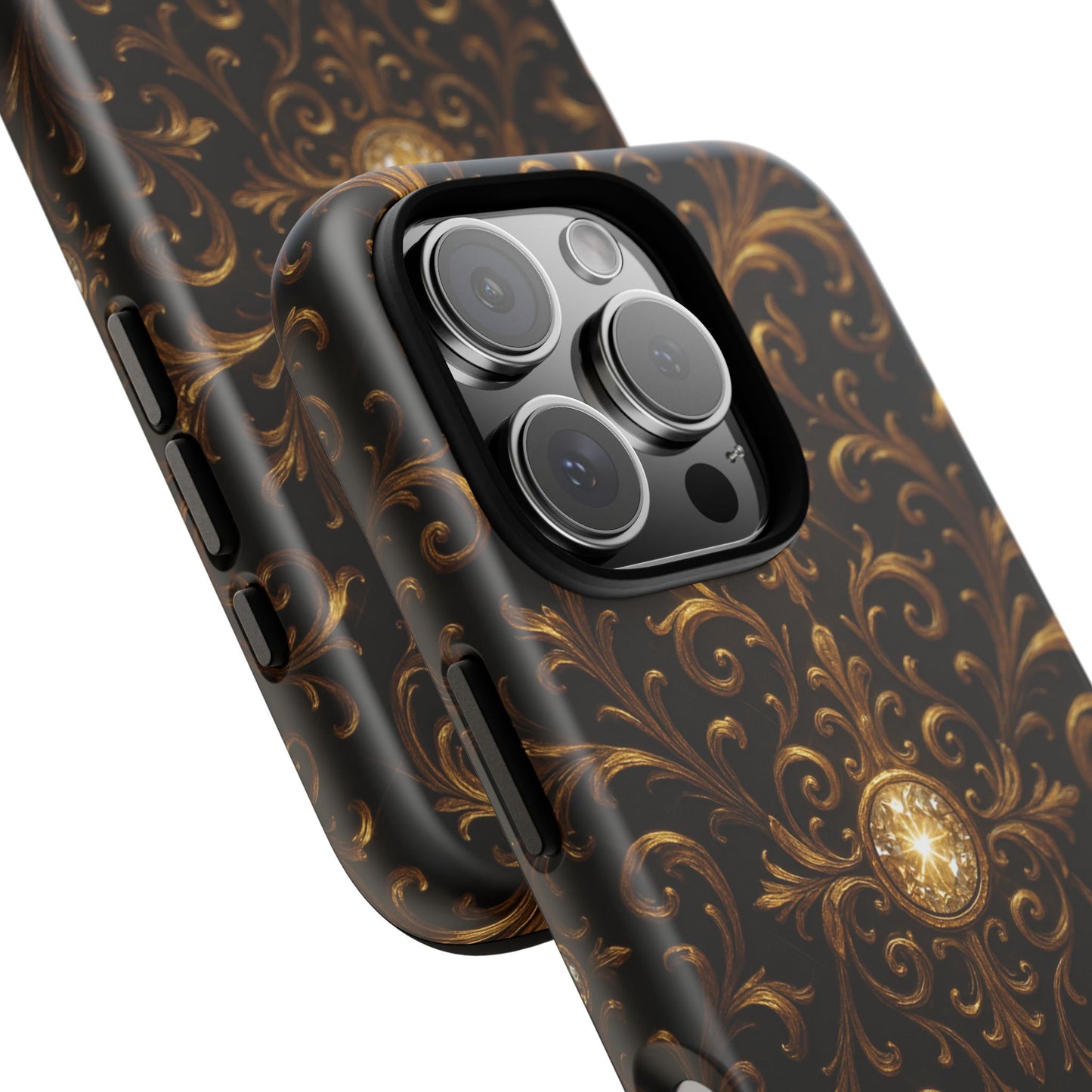 Baroque iPhone Case β Elegant Gold Floral Scroll Design for iPhone 16, 15, 14, 13, Pro Max & More