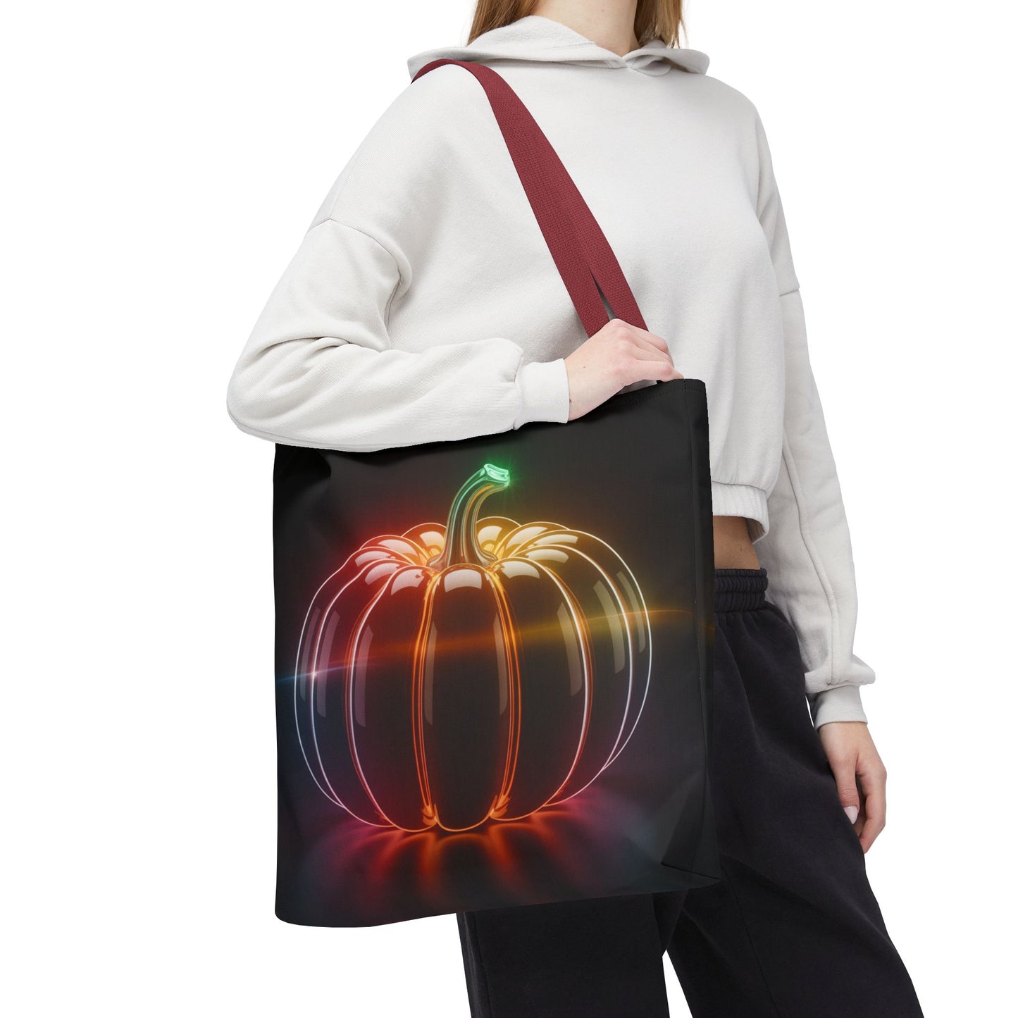Neon Pumpkin Tote Bag, Glowing Halloween Bag, Modern Fall Tote, Pumpkin Aesthetic Accessory, Trick Or Treat Bag, Spooky Season Gift