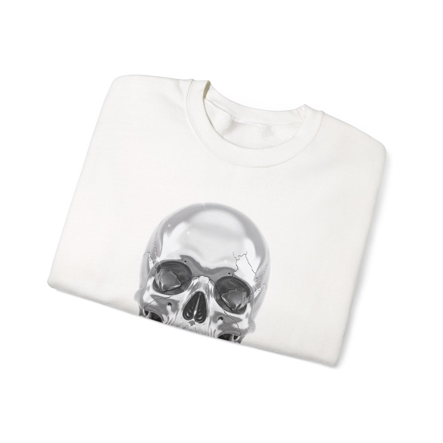 Silver Skull Sweatshirt, Gothic Skull Crewneck, Retro Skull Sweatshirt, Vintage Skull Graphic, Halloween Rock Pullover