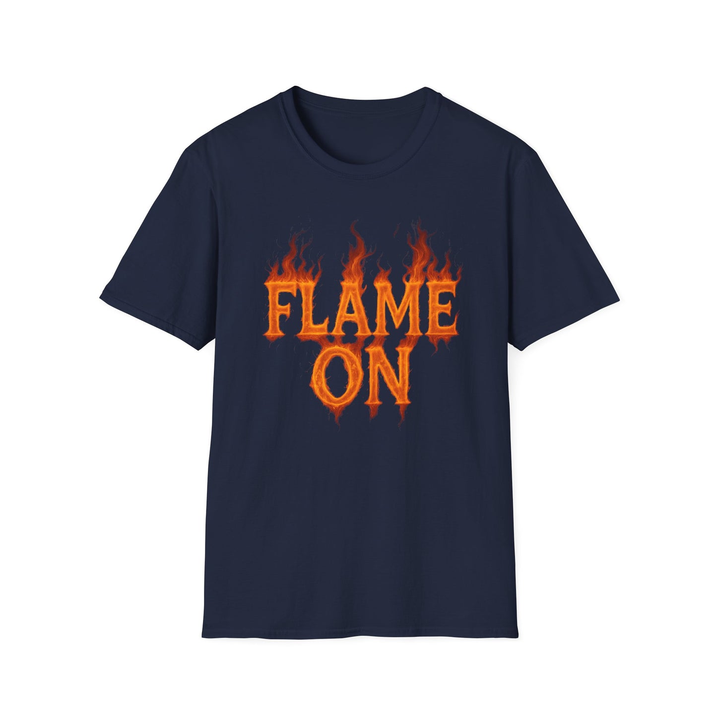 Flame On Fire Typography Shirt - Superhero Fan Gift, Personalized Fiery Slogan Tee, Comic Style Flame Letter T-Shirt, Flame Lover Shirt
