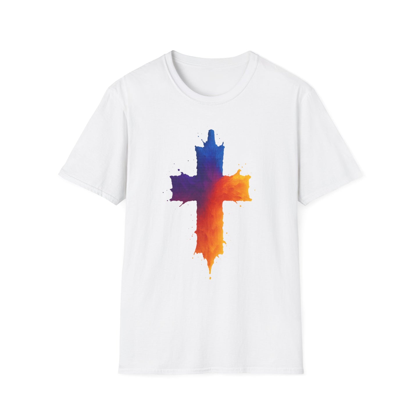 Colorful Abstract Cross T‑Shirt | Bold Grunge Paint Splatter Christian Tee | Unique Vibrant Gift | Inspirational Faith Graphic Shirt