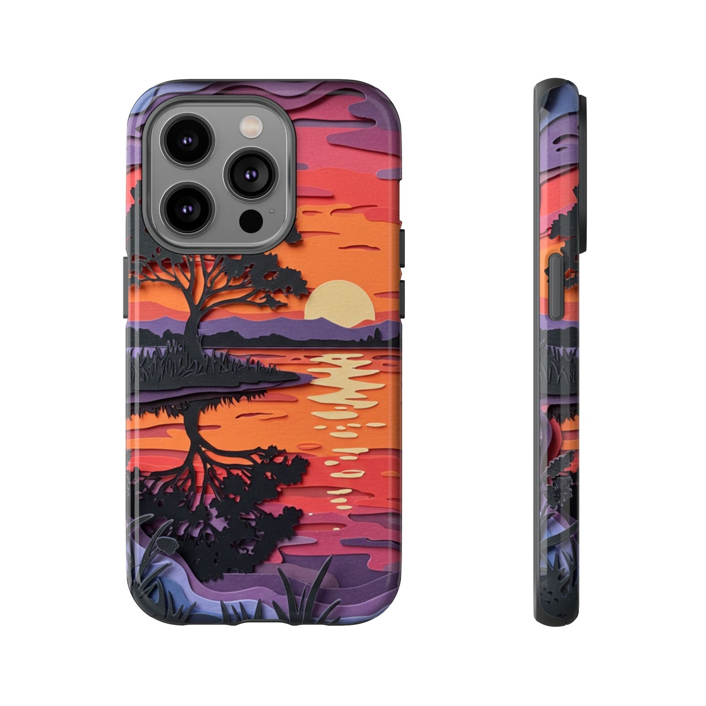 iPhone Case - Colorful Paper Art Sunset Design