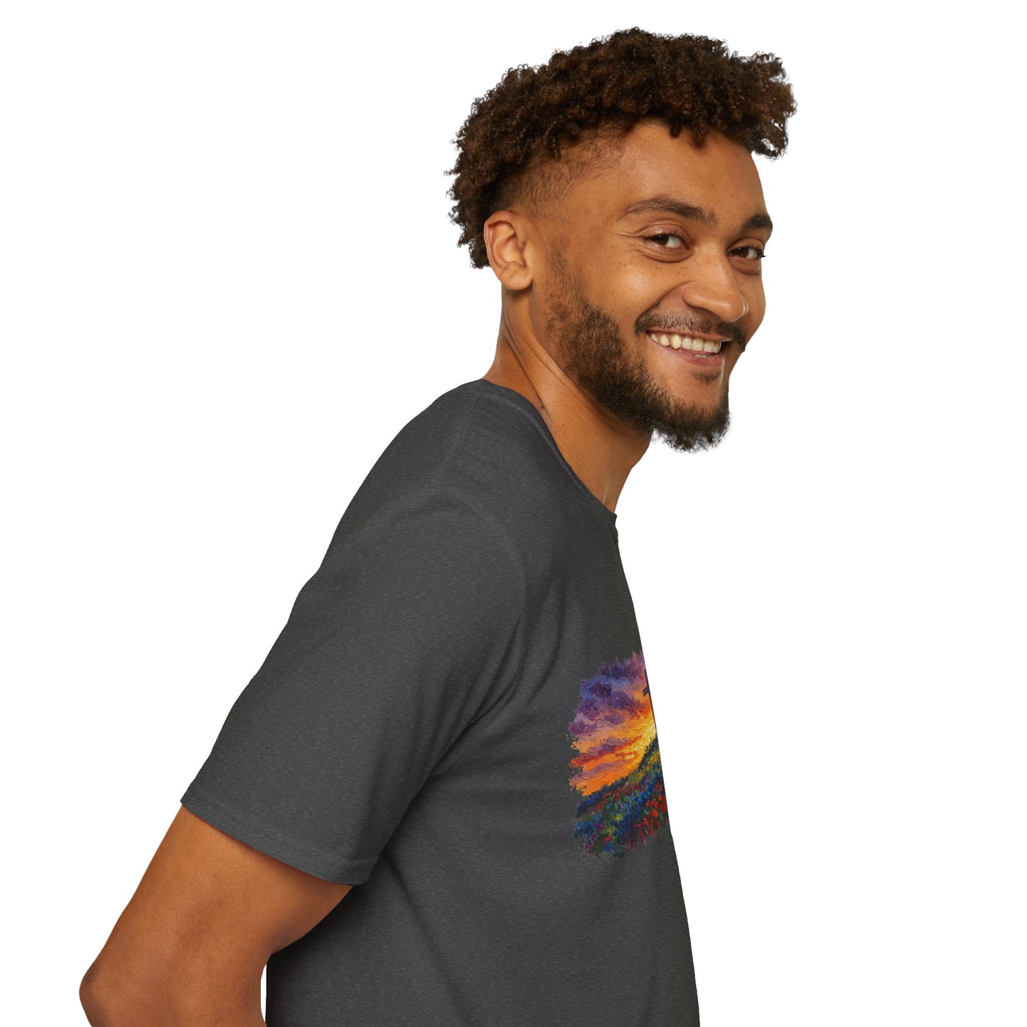 Van Gogh-Style Cross Sunset T-Shirt | Christian Faith Tee, Impressionist Nature Cross Shirt, Sunset Religious Art, Faith & Landscape Gift