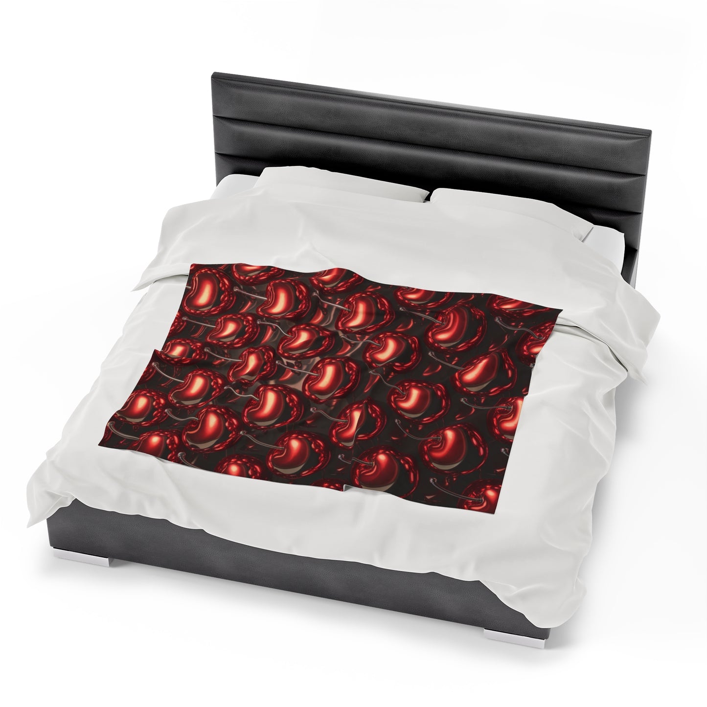 Plush Blanket with Shiny Cherry Design