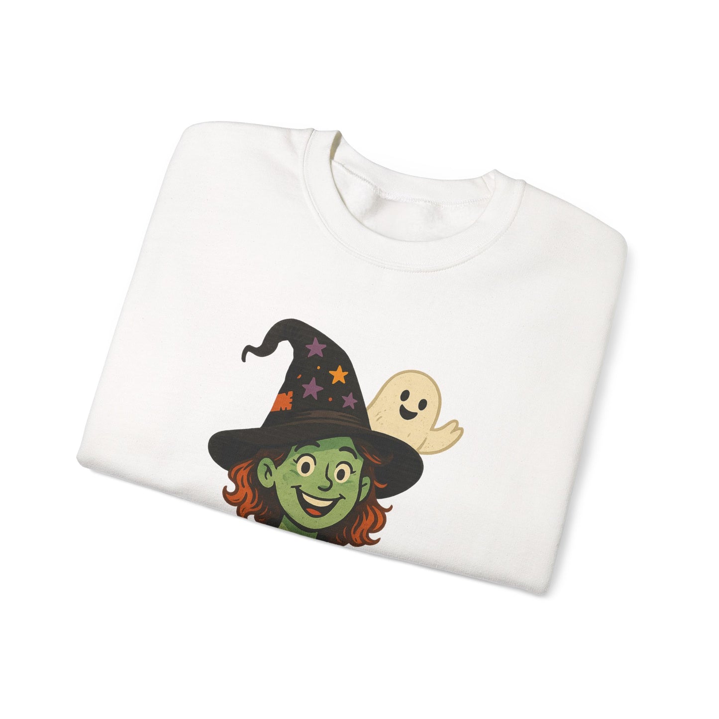 Witch Way To The Boos Sweatshirt, Funny Witch Halloween Crewneck, Witchy Ghost Sweatshirt, Spooky Season Graphic Pullover, Lighthearted Halloween Wear
