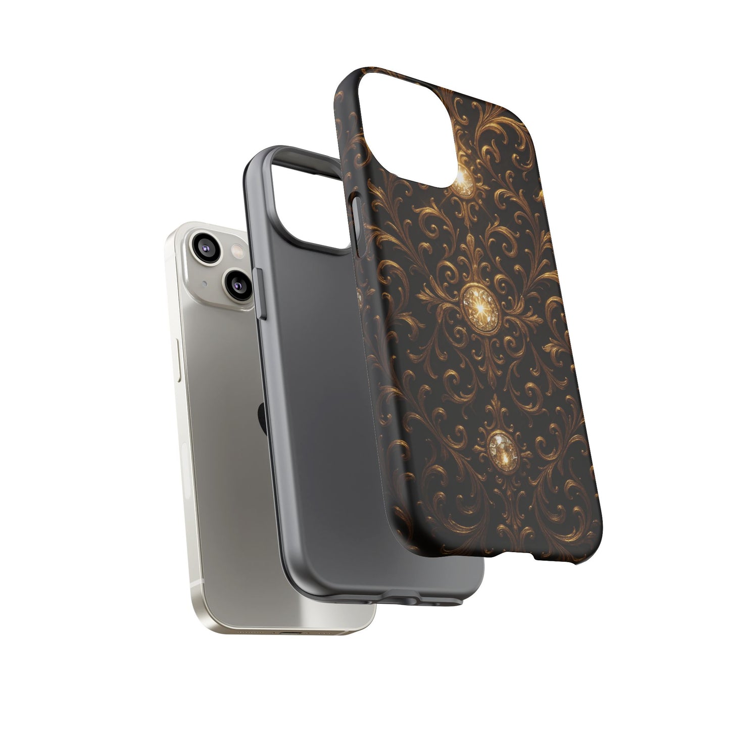 Baroque iPhone Case β Elegant Gold Floral Scroll Design for iPhone 16, 15, 14, 13, Pro Max & More