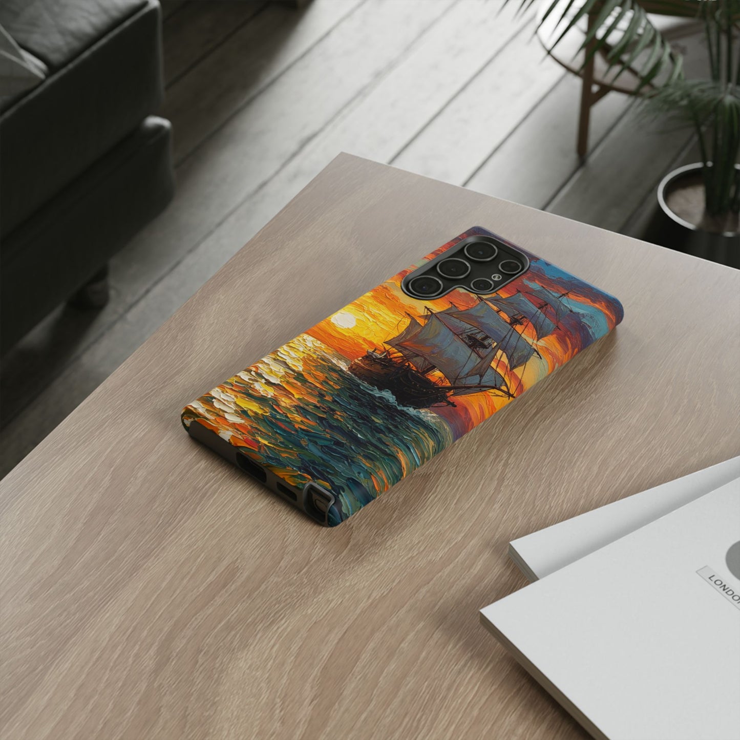 Samsung Galaxy Case - Ship Sailing at Sunset Design
