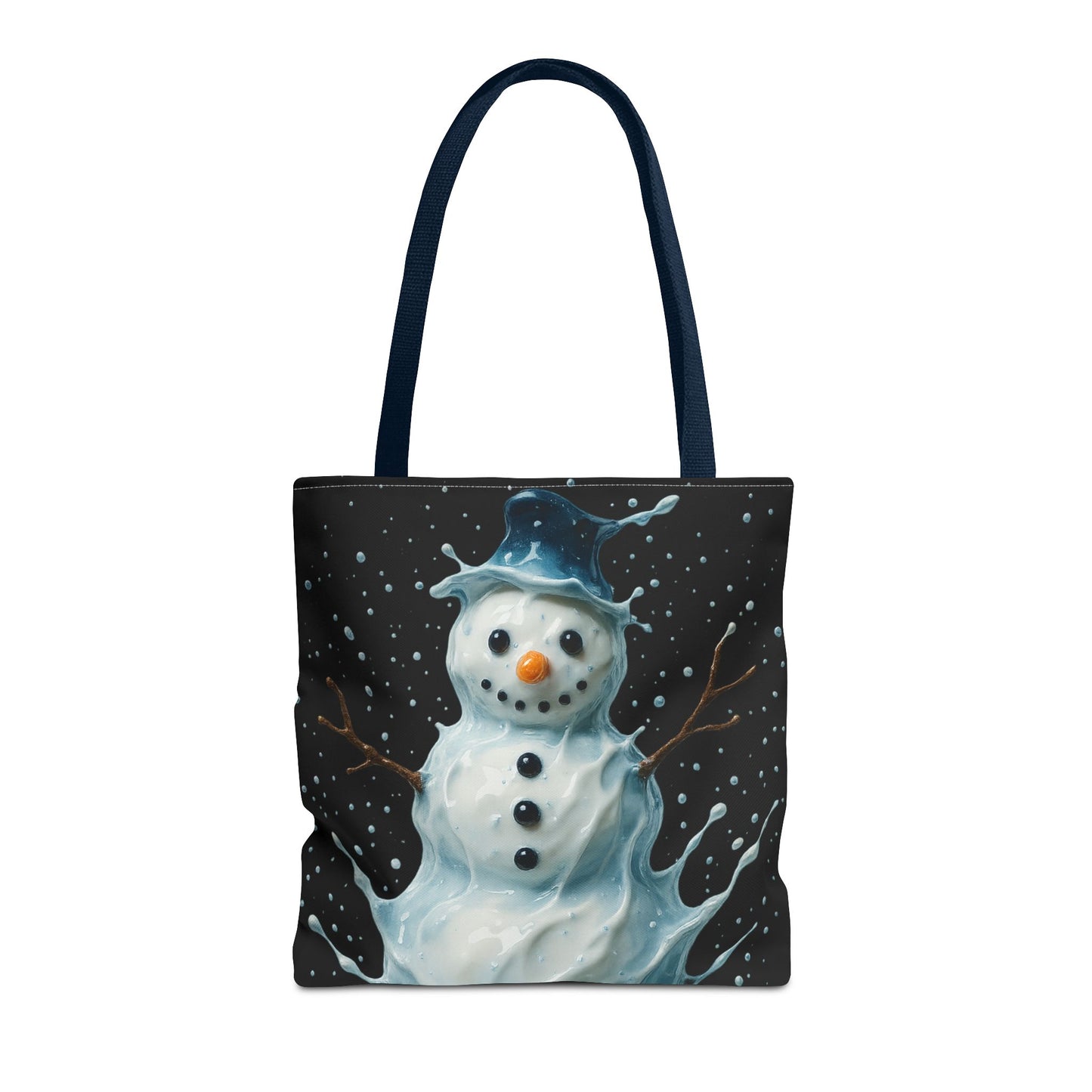 Winter Snowman Tote Bag, Festive Christmas Gift Bag, Holiday Shopping Tote, Snowy Season Accessory, Reusable Winter Art Bag For Everyday Use