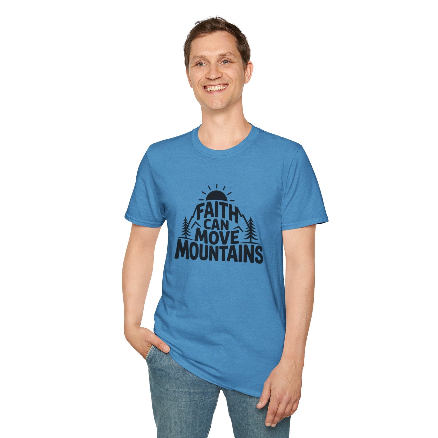 Faith Can Move Mountains T-Shirt | Christian Inspirational Mountain Tee | Boho Nature Faith Graphic Shirt | Gospel Verse Gift for Believers