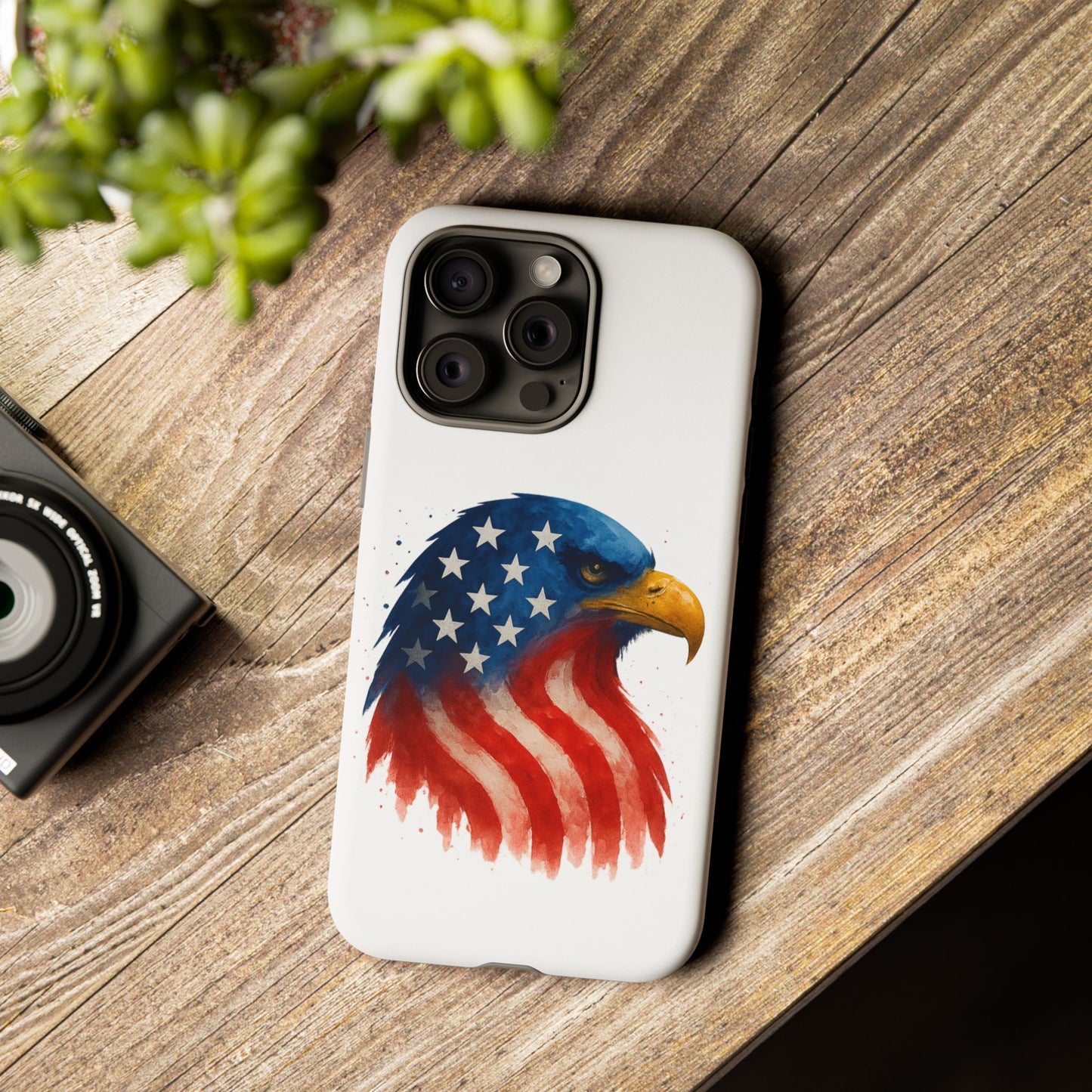 Patriotic Eagle iPhone Case - USA Flag Tough Cover, Dual-Layer Rugged Protection, 4th of July and Veteran Gift