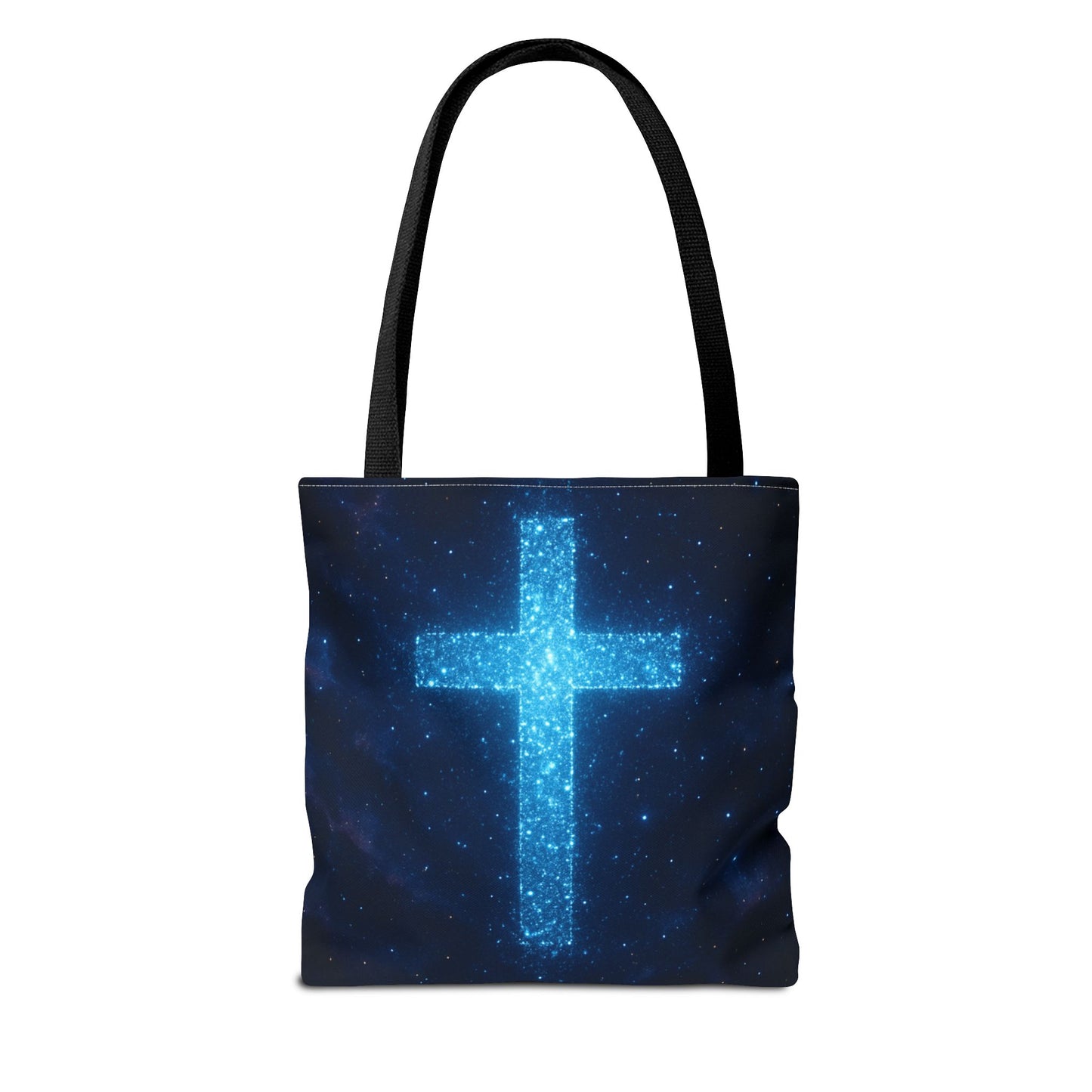 Sparkling Cross Tote Bag - Inspirational Blue Cosmic Bag Christian Tote Spiritual Bag Inspirational Tote Bag