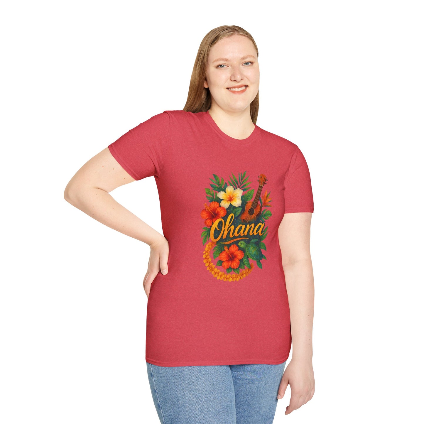 Ohana Hawaiian Shirt | Tropical Family T-Shirt | Luau Vacation Tee | Aloha Summer Shirt | Ukulele Turtle Floral Beach Gift