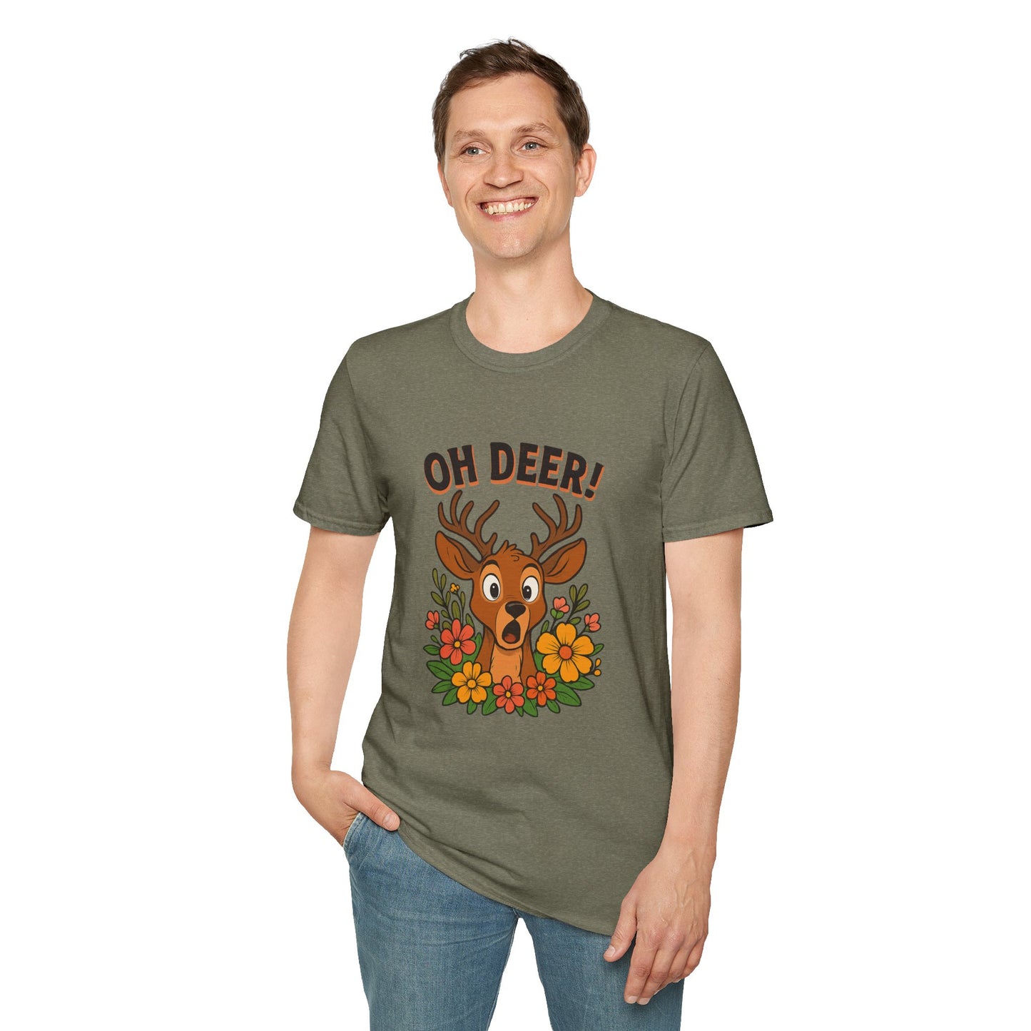 Oh Deer! Cute Floral Deer Graphic Tee | Funny Animal Lover Gift, Personalized, Nature Woodland Shirt, Deer Mom | Gift for Her Him