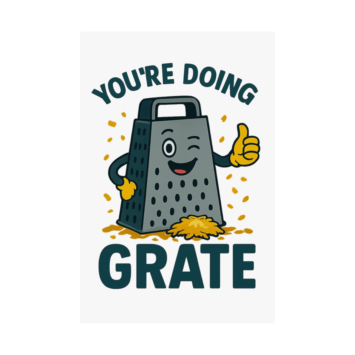 Poster - 'You're Doing Grate' Funny Decor Gift for Chef Kitchen Decoration Inspirational Saying for Cheese Lovers