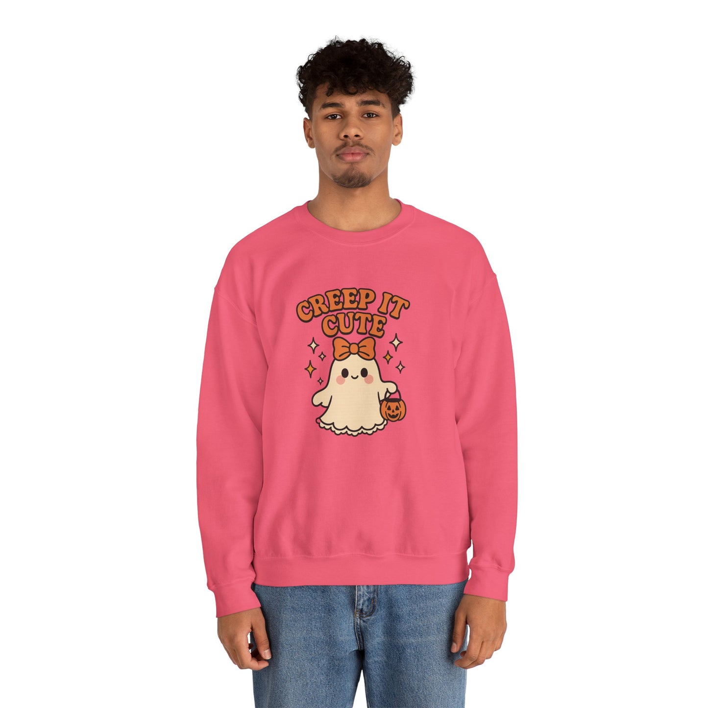 Cute Ghost Sweatshirt, Creep It Cute Crewneck, Spooky Halloween Pullover, Sweet Ghost Graphic Sweatshirt, Trick-Or-Treat Gift Top