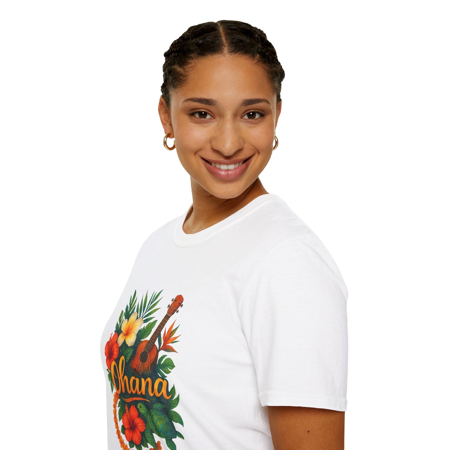 Ohana Hawaiian Shirt | Tropical Family T-Shirt | Luau Vacation Tee | Aloha Summer Shirt | Ukulele Turtle Floral Beach Gift