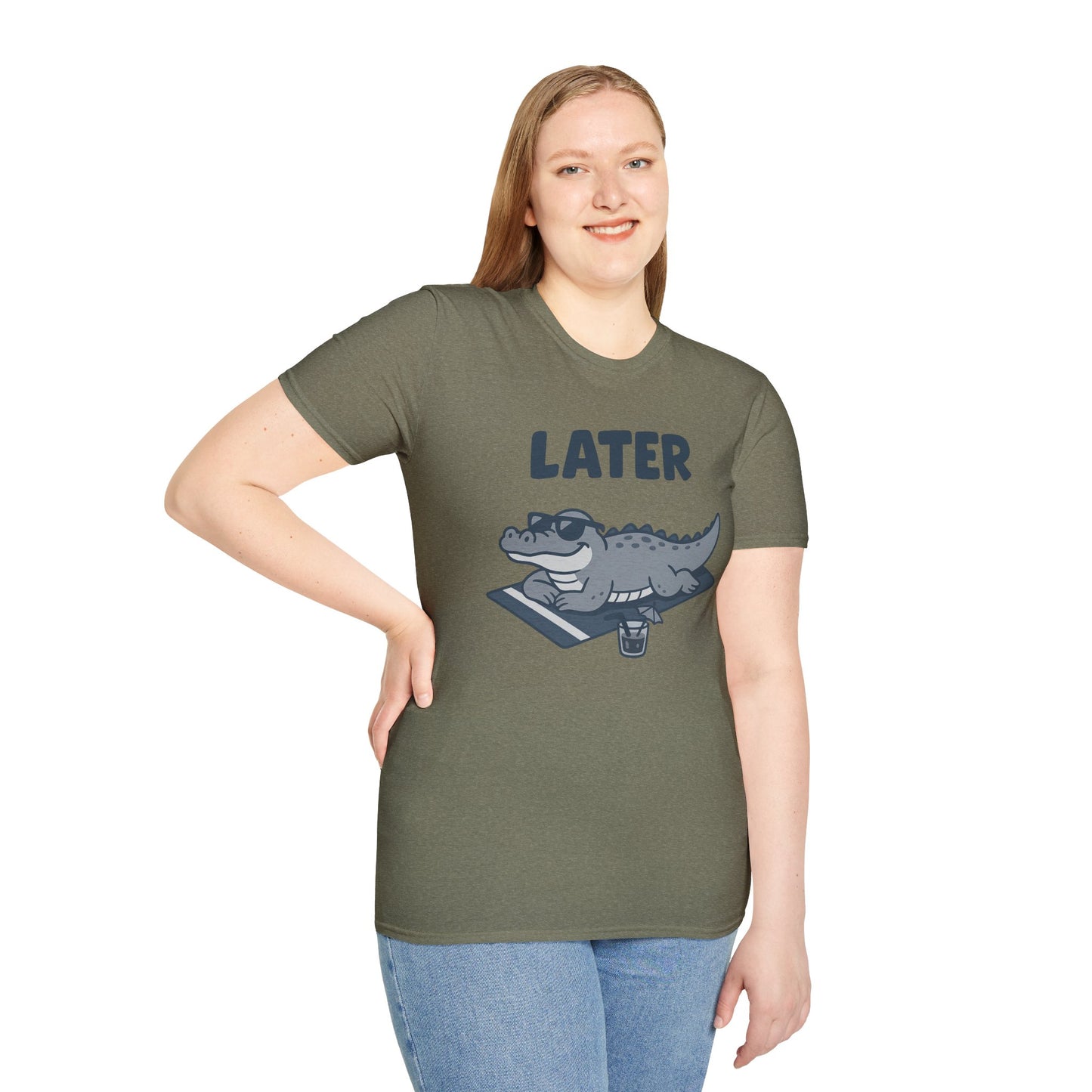 Later Gator Lounge Graphic Tee - Funny Alligator T-Shirt, Summer Vacation Humor, Cute Animal Tee, Relax Gift for Him and Her