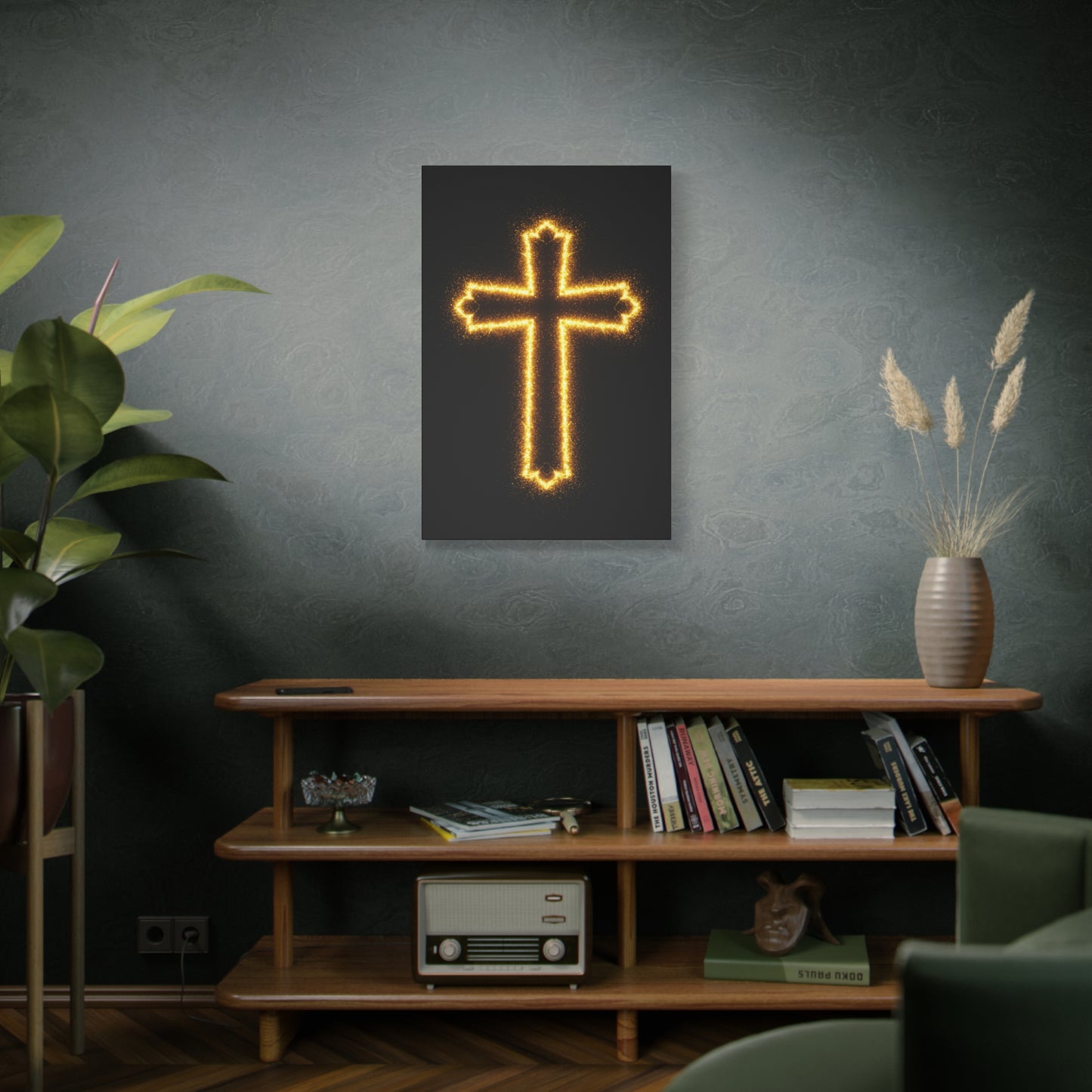 Glowing Cross Matte Canvas Wall Art
