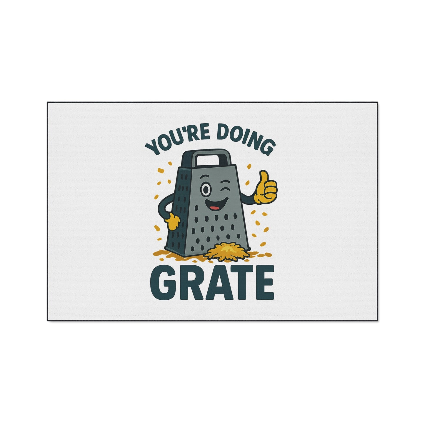 Funny Kitchen Mat – “You’re Doing Grate” Floor Rug, Cheese Grater Pun Mat, Cute Home Gift for Friends or Foodies