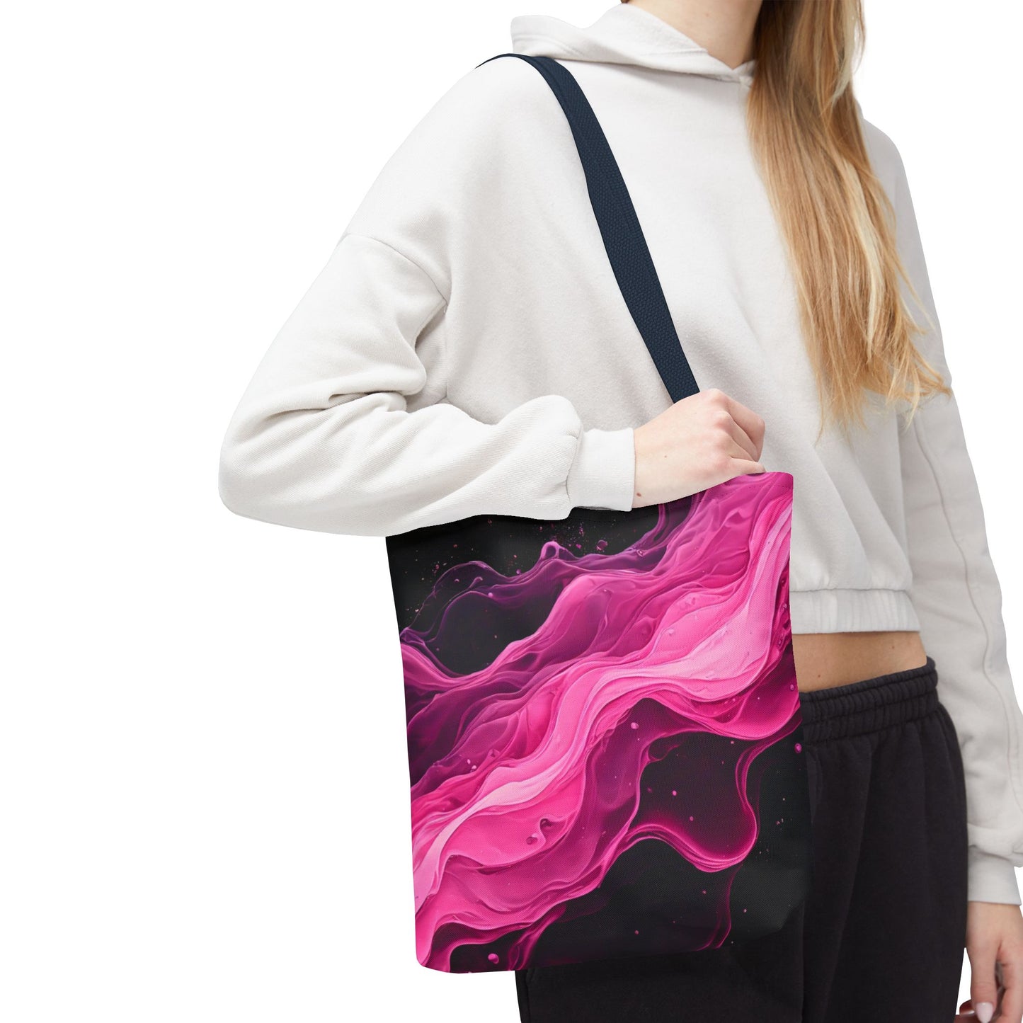 Pink Abstract Tote Bag | Bold Magenta Swirl Art Print Tote | Abstract Expressionism Carryall | Statement Shopper | Canvas Tote Bag