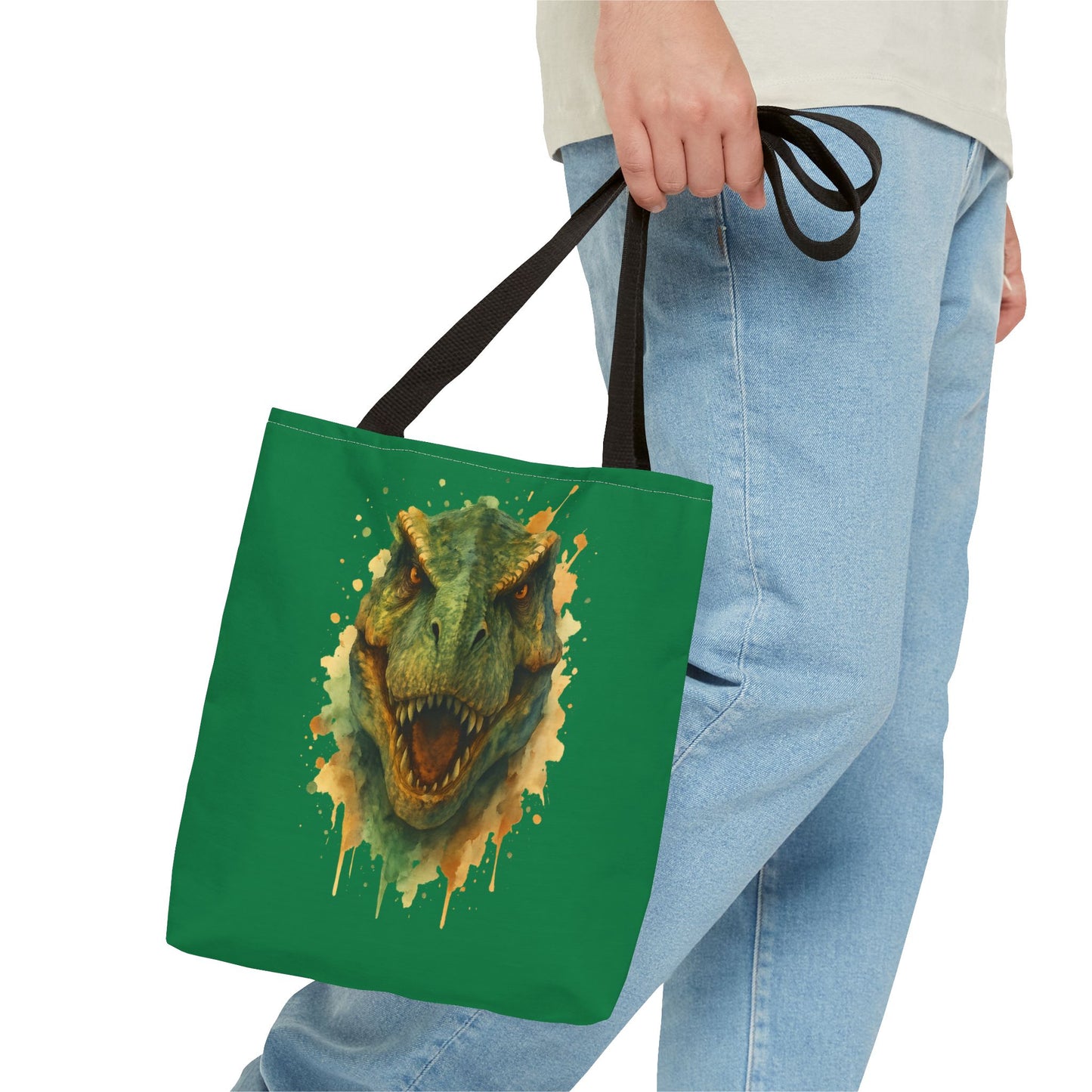 Watercolor T-Rex Tote Bag - Eco Canvas Dino Shopper, Dinosaur Lover Gift, Book Bag, Reusable Grocery Tote - Aesthetic Paleontology Art