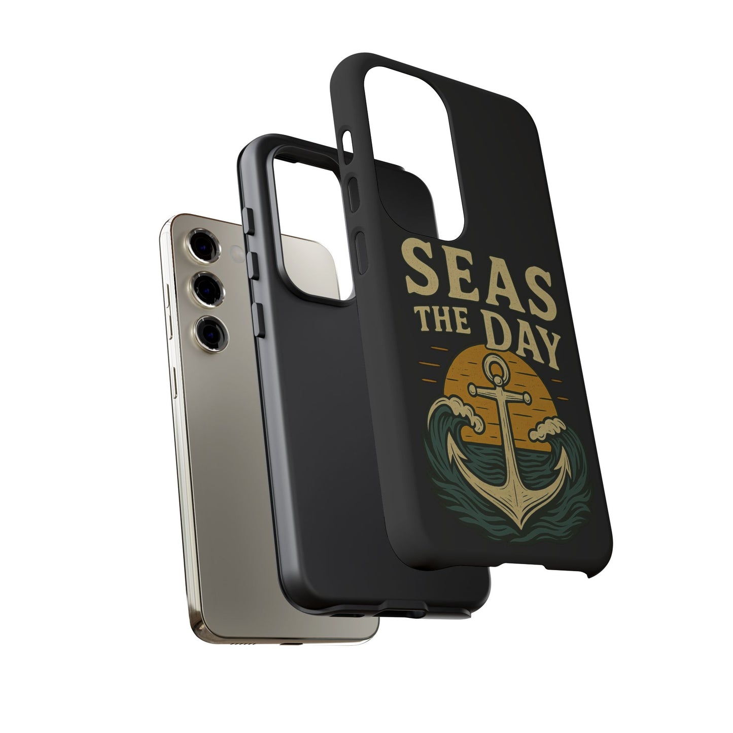 Seas the Day Samsung Case – Nautical Phone Case – Anchor Pun Gift – Ocean Lover Accessory – Motivational Phone Cover – Beach Vibes Case