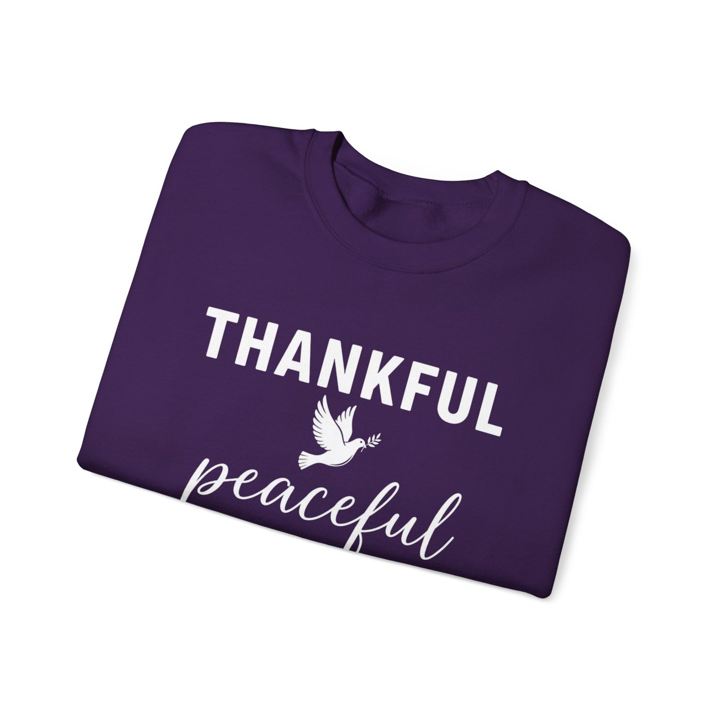 Thankful Peaceful Sweatshirt, Inspirational Quote Crewneck, Positive Message Sweater, Gratitude Gift, Cozy Faith Based Pullover