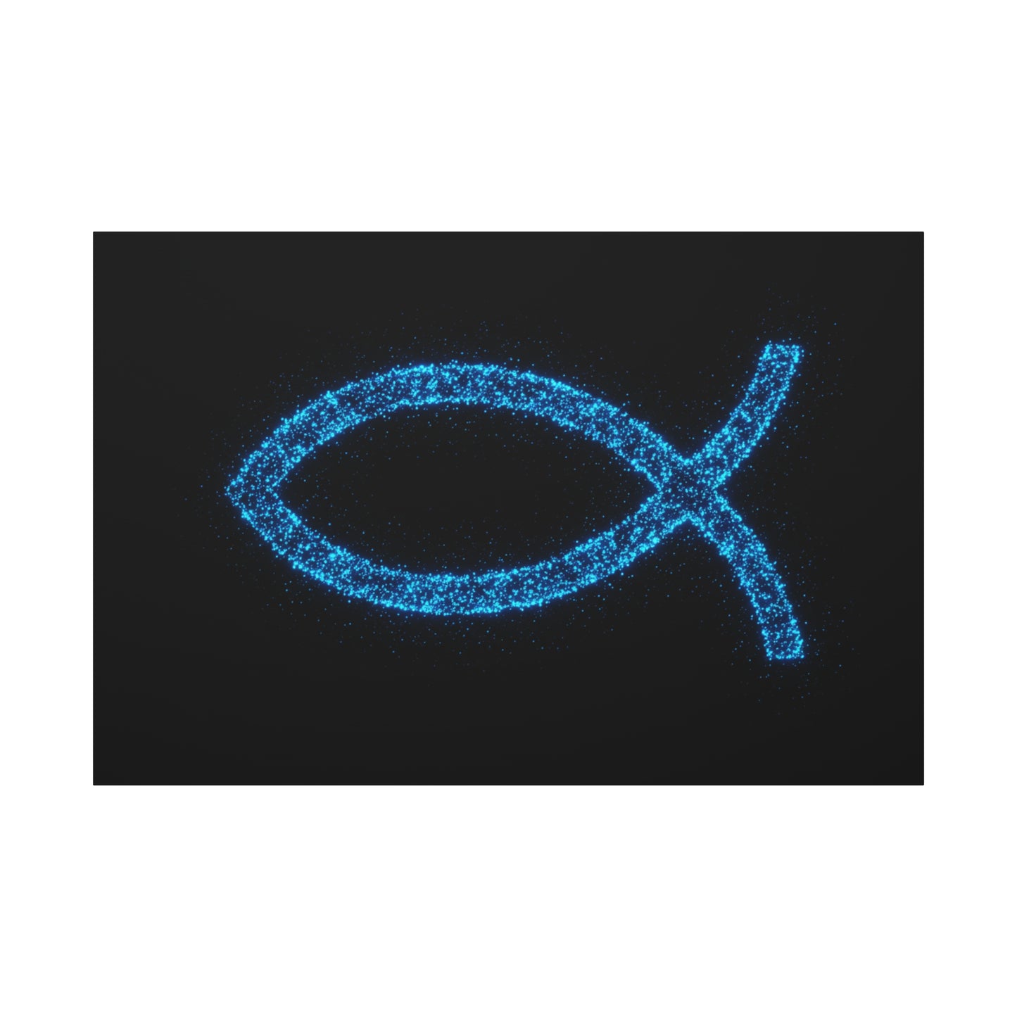 Blue Glitter Fish Symbol Matte Canvas Wall Art