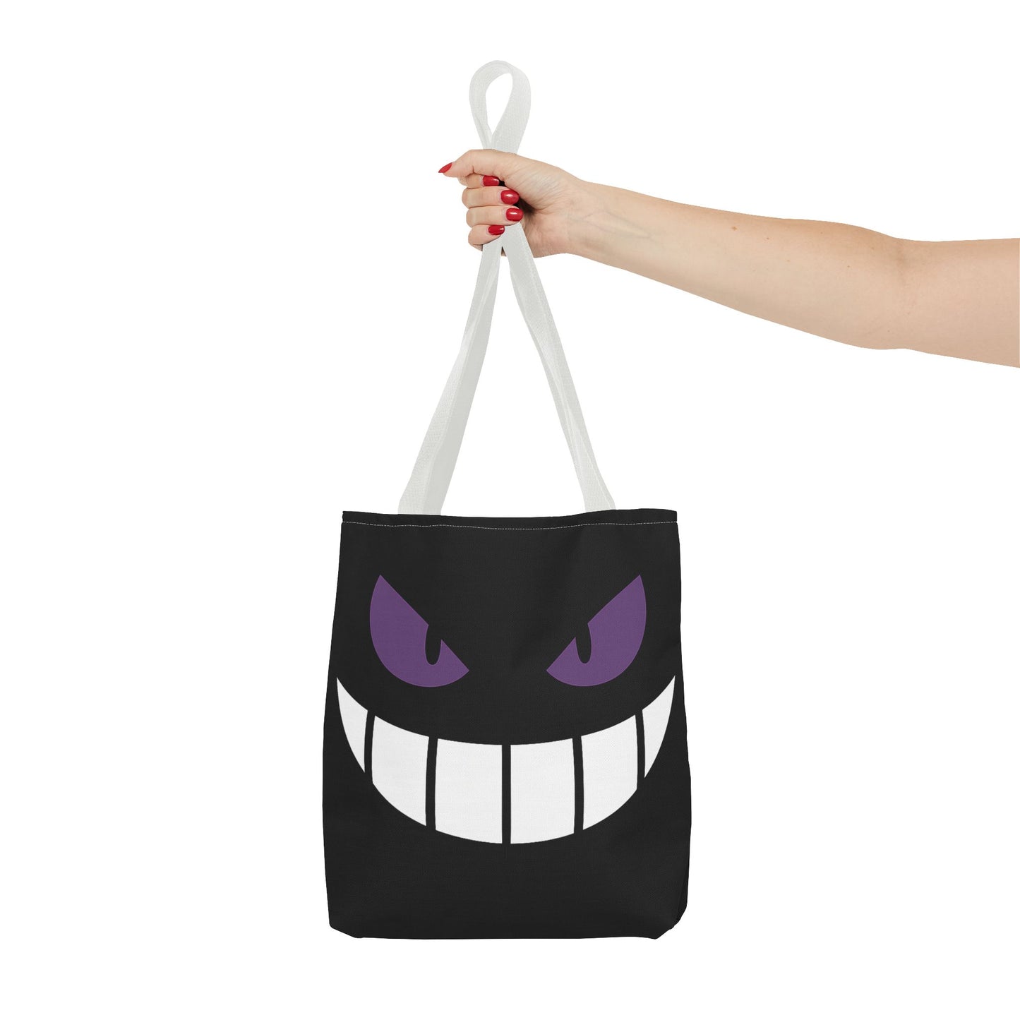 Evil Grin Tote Bag, Spooky Purple Eyes Reusable Shopping Bag, Creepy Cute Halloween Tote, Gothic Horror Canvas Bag, Gamer Room Accessory