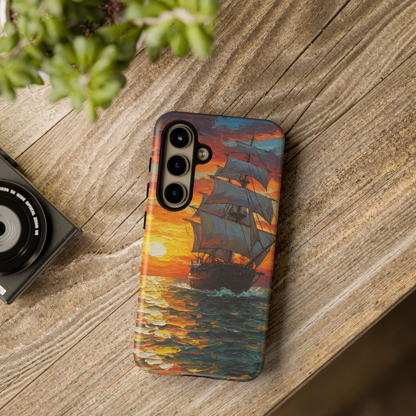 Samsung Galaxy Case - Ship Sailing at Sunset Design