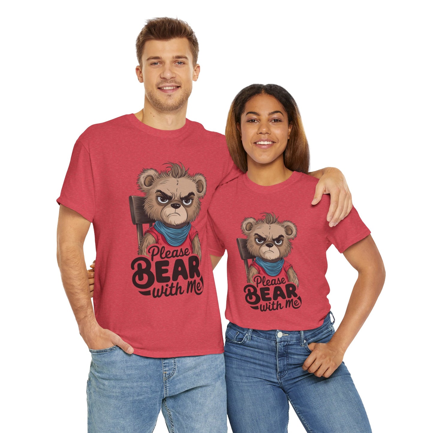 Grumpy Bear Graphic Tee – Please Bear With Me Shirt – Funny Animal T‑shirt – Sarcastic Humor Gift – Cute Bear Meme Art Tee