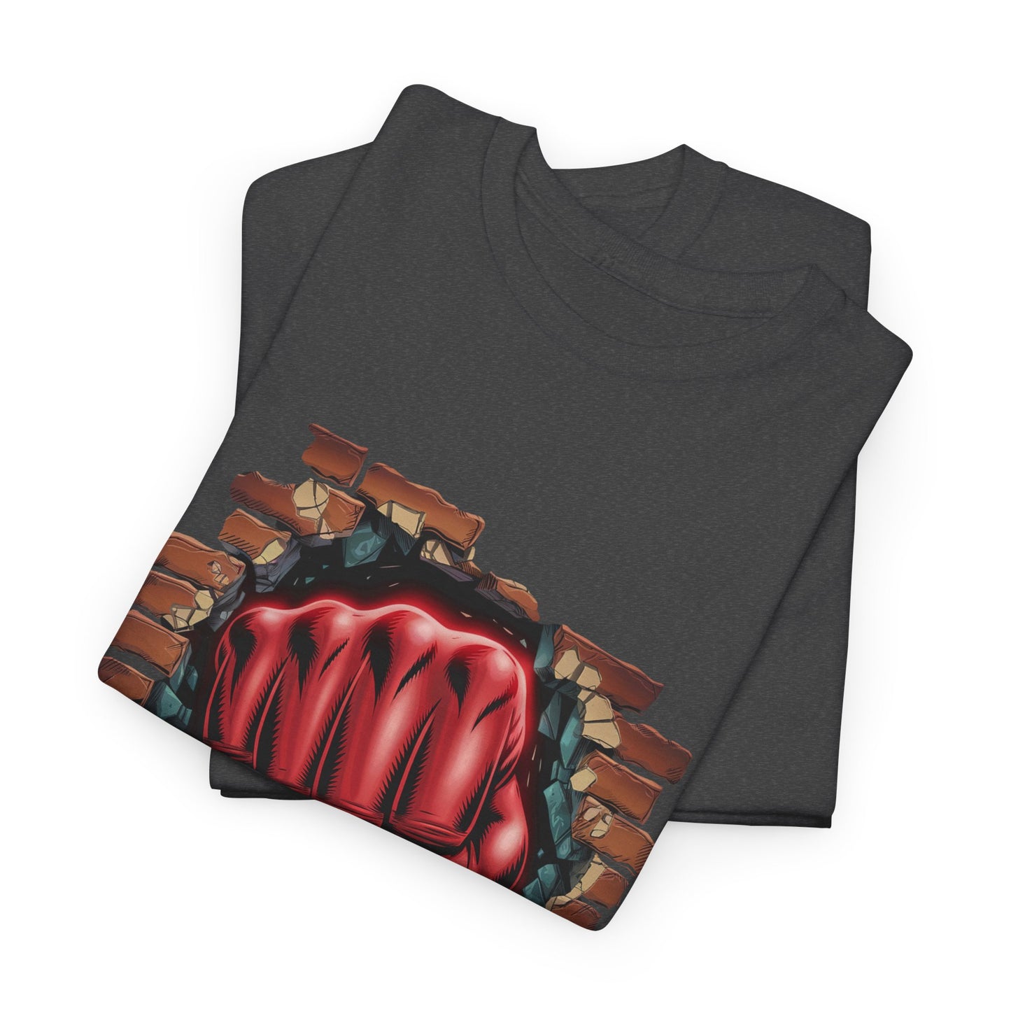 Impact Fist Graphic T-Shirt – Punch Through Brick Wall Design | Bold Streetwear Tee for Fighters, Gym & Edge-Lovers