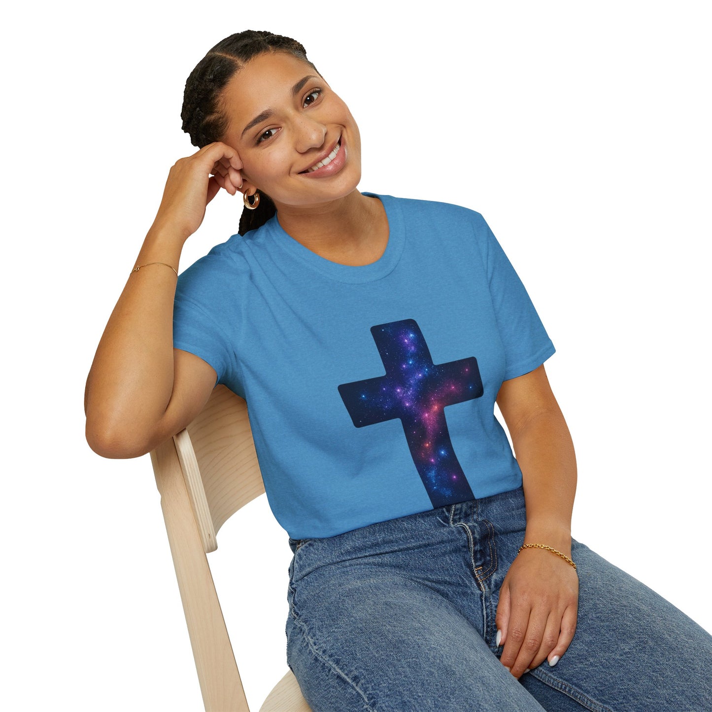 Galaxy Cross Graphic Tee | Celestial Christian Shirt, Spiritual Universe Cross T-Shirt, Faith & Astronomy Gift for Women & Men, Space Aesthetic