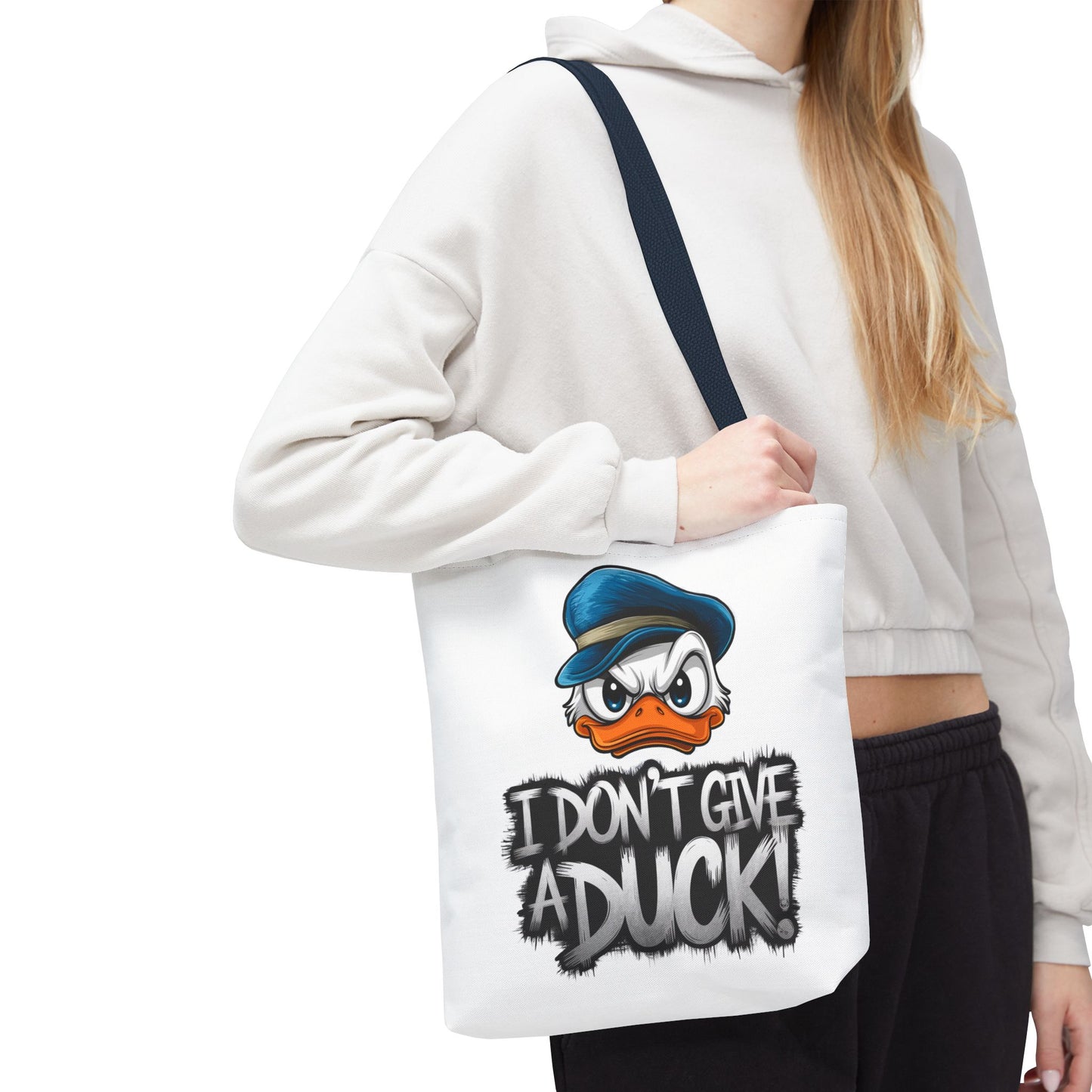 Funny Grumpy Duck Tote Bag | I Don’t Give A Duck Canvas Tote | Eco Reusable Cotton Gift Tote | Cute Animal Humor Market Bag