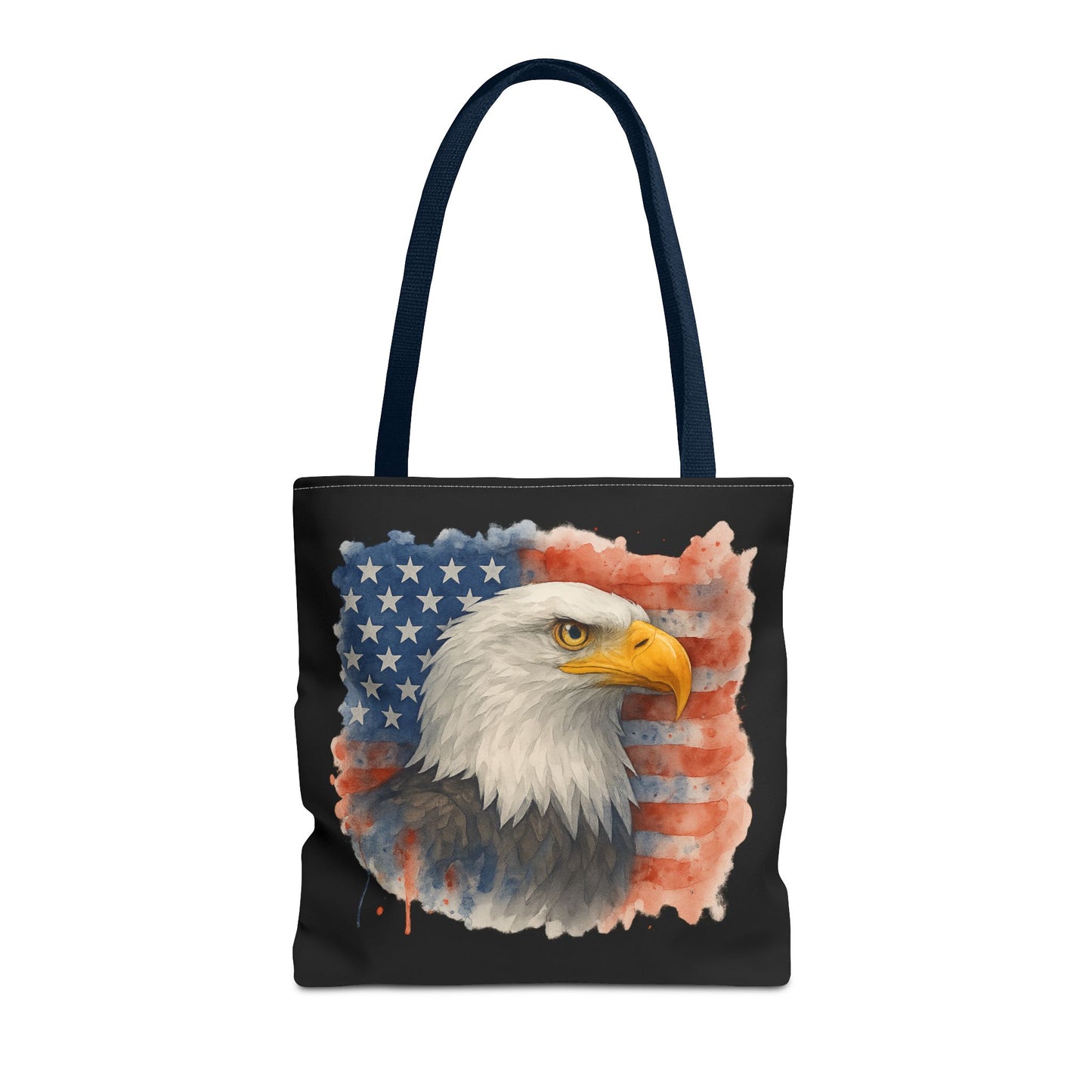 Patriotic Tote Bag with American Flag and Bald Eagle Watercolor Print 4th of July Bag Memorial Day Tote Veteran's Day Tote Bag