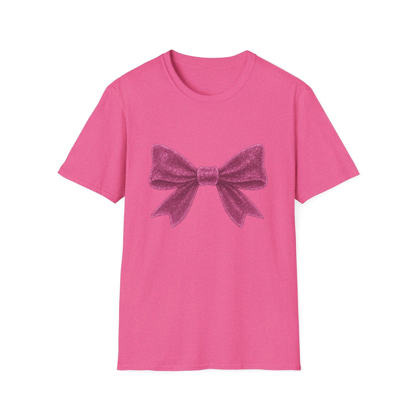 Feminine Pink Bow Graphic Tee | Coquette Bow T-Shirt | Sparkly Ribbon Shirt for Soft Girl Aesthetic | Gift for Her