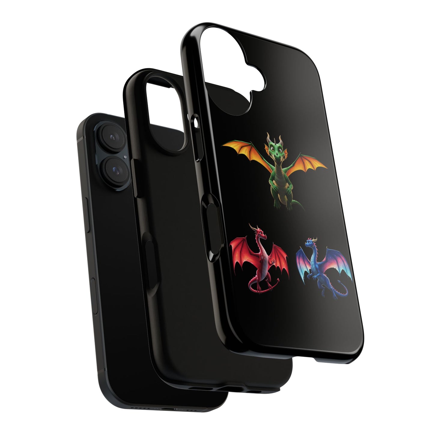 Vibrant Fantasy Dragon iPhone Case - Tough Armor Cover for iPhone 15/14/13 - Colorful Mythical Wings Gift for Dragon Lovers