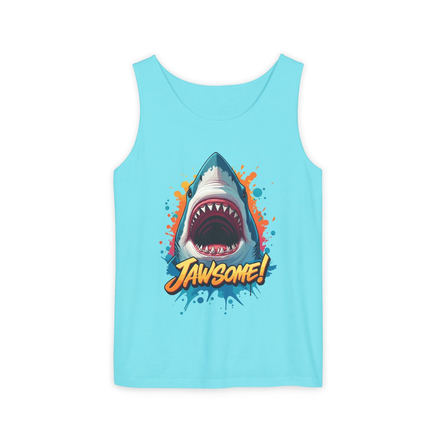Jawsome Shark Graphic Tank Top | Funny Retro 90s-Style Shark Tee for Men and Women | Bold Ocean Print, Humor Gift, Summer Trending