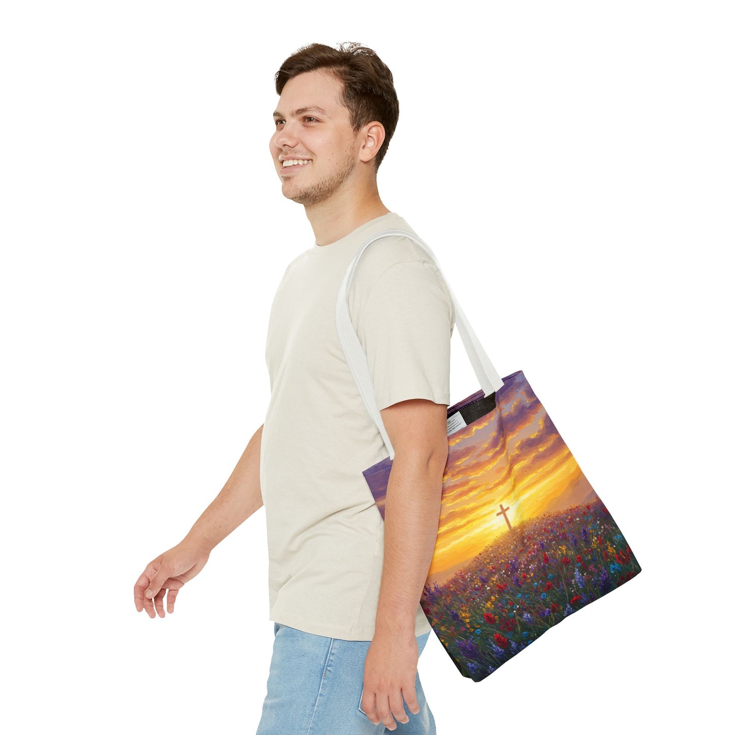 Cross Painted Tote Bag Christian Bag Inspirational Tote Spiritual Bag Religious Tote Bag