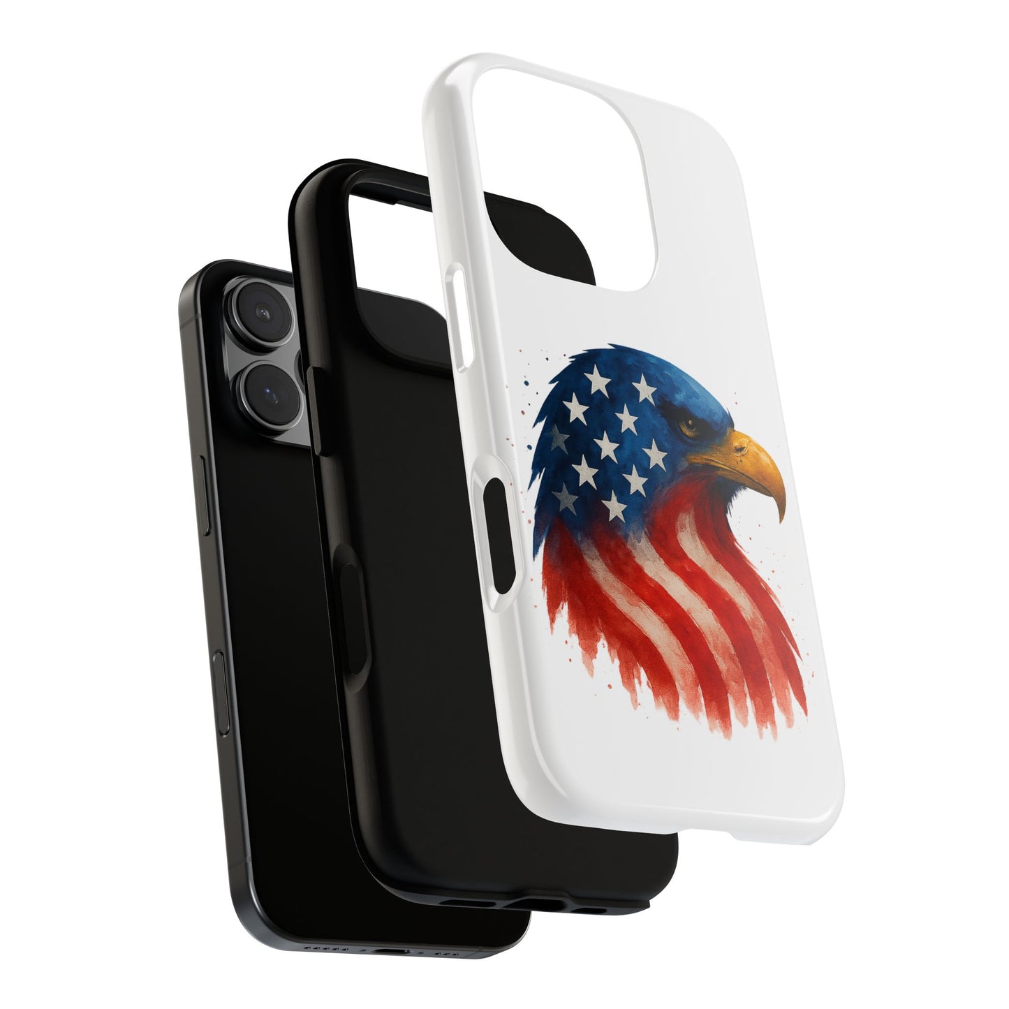 Patriotic Eagle iPhone Case - USA Flag Tough Cover, Dual-Layer Rugged Protection, 4th of July and Veteran Gift