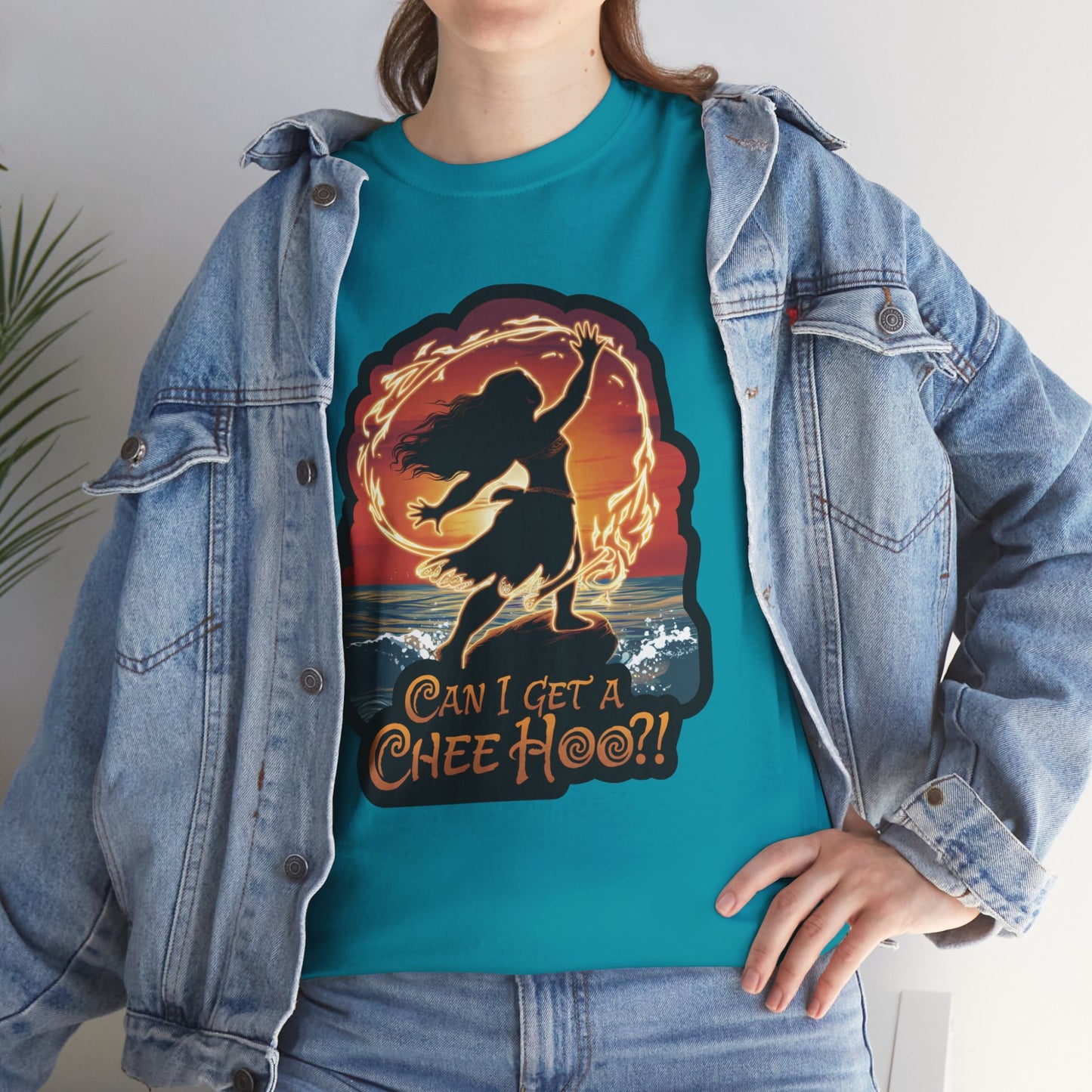 Can I Get a Chee Hoo Shirt – Hawaiian Island Vibes Tee – Hula Dancer Sunset Graphic T-Shirt – Polynesian Luau Party Unisex Top