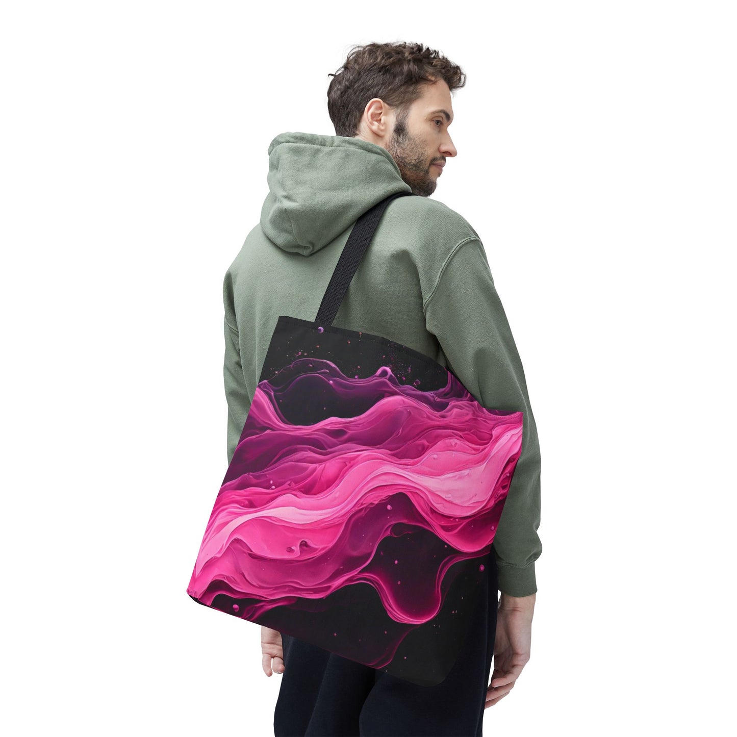 Pink Abstract Tote Bag | Bold Magenta Swirl Art Print Tote | Abstract Expressionism Carryall | Statement Shopper | Canvas Tote Bag