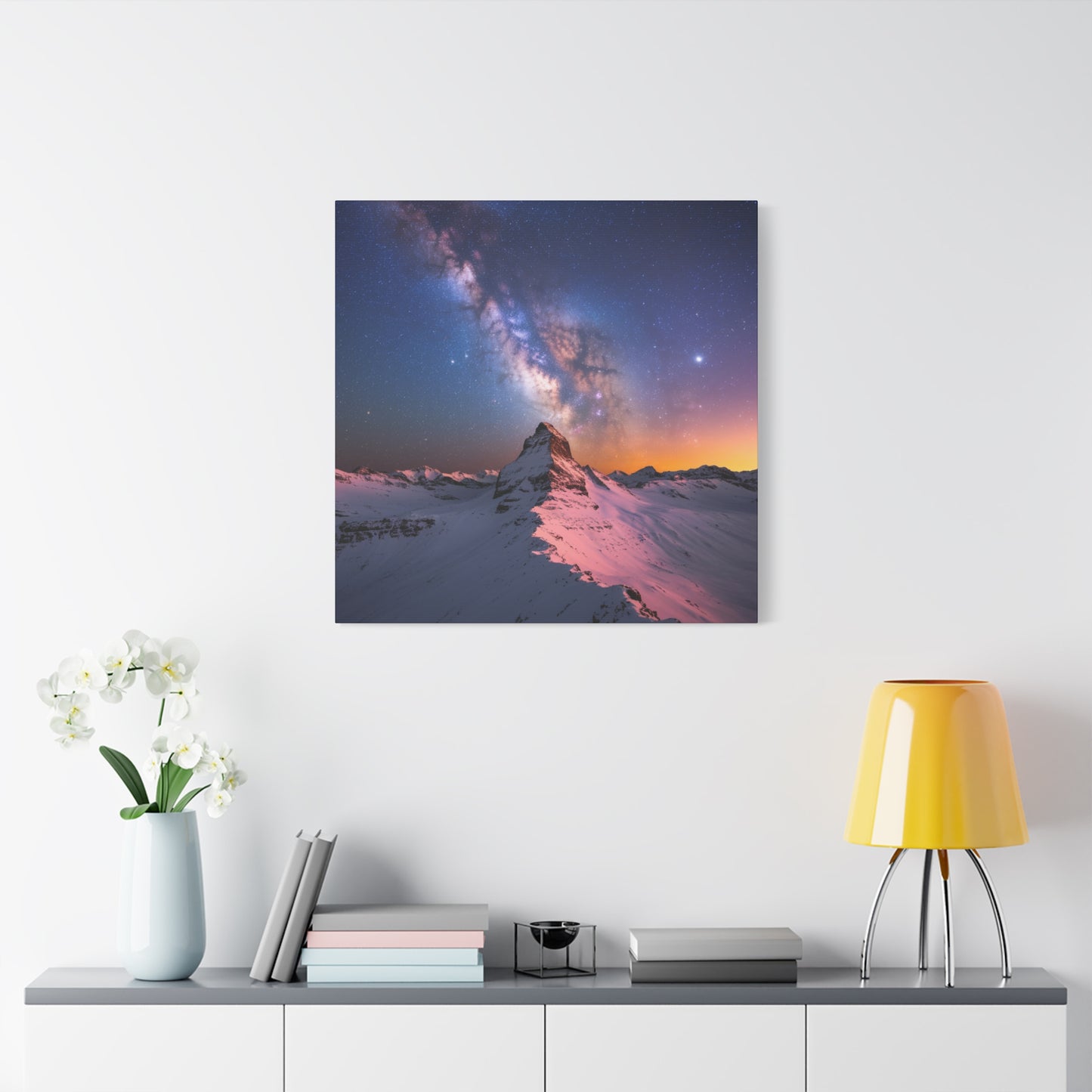 Canvas Art Mountain Top and Milky Way Galaxy View Space Canvas Starry Art with a View