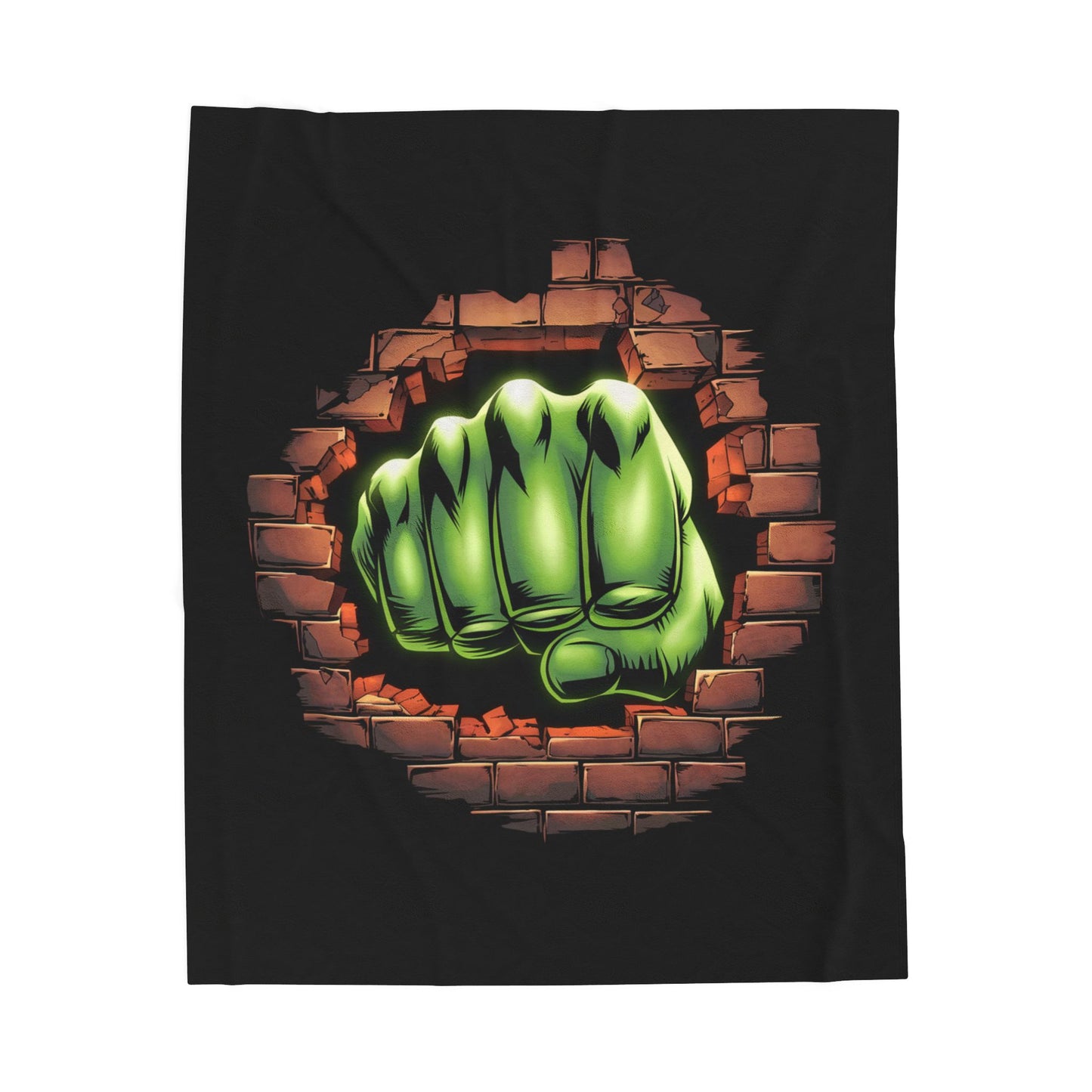 Plush Blanket Green Fist Smash Design, Green Throw, Green Comic Blanket, Geeky Decor