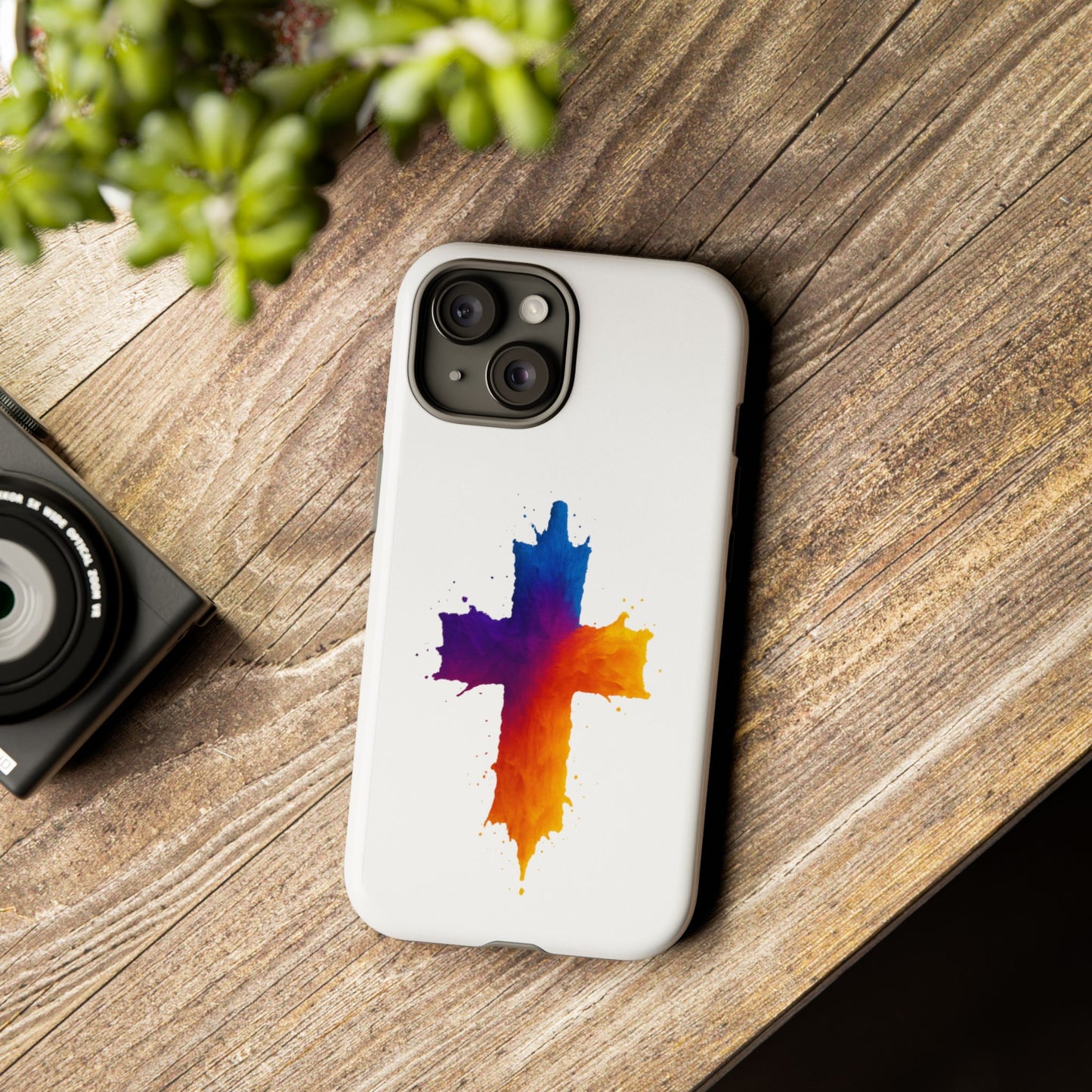 Christian iPhone Case – Watercolor Cross Phone Cover, Faith Gift for Her or Him, Inspirational iPhone Accessory
